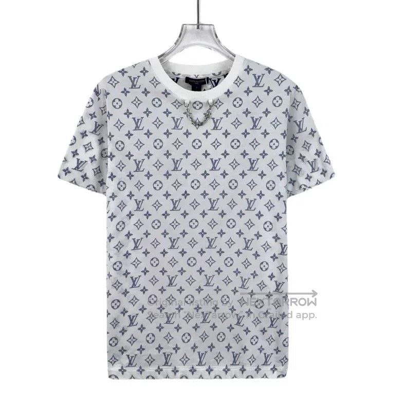 Louis Vuitton Louis Vuitton White logo full-print cotton crewneck short- Size US S / EU 44-46 / 1 - 1 Thumbnail