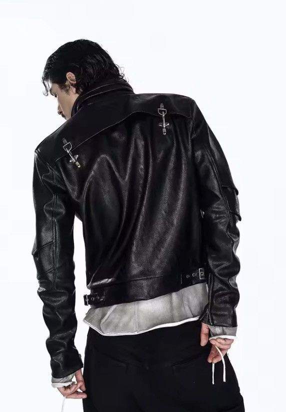 Japanese Brand Cyber Punk Metal Clasp PU Leather Jacket Industrial Crop Size US L / EU 52-54 / 3 - 8 Thumbnail