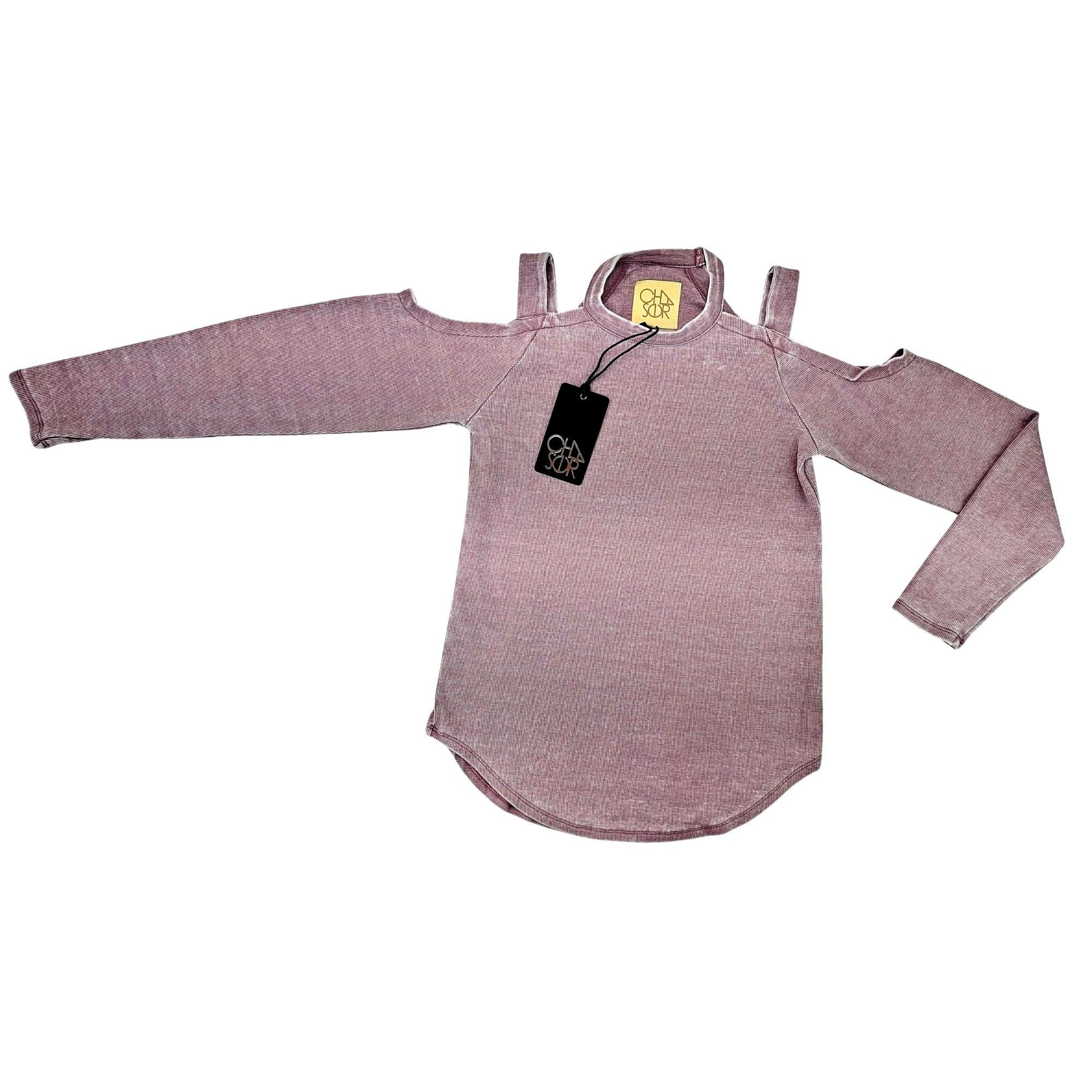 Chaser Brand Chaser Cold Shoulder Long Sleeve Ribbed Knit Soft Top Purple Size M / US 6-8 / IT 42-44 - 1 Thumbnail