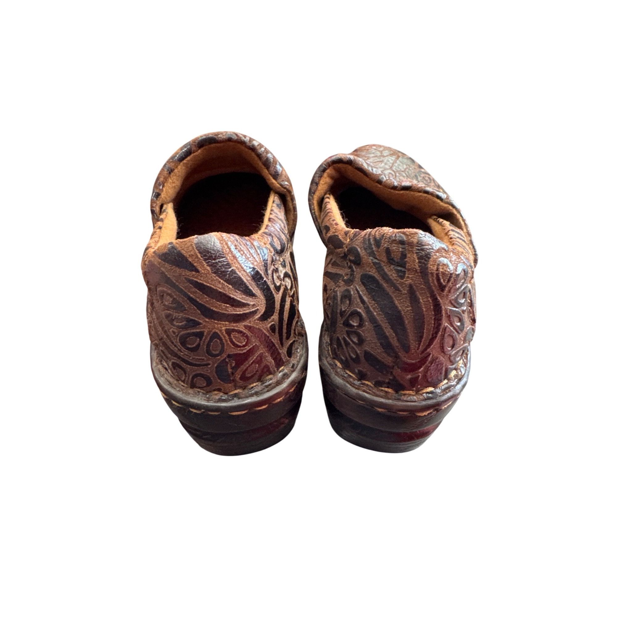 Born BOC womens leather Brown Embossed Slip-On Clogs mules size Size US 6 / IT 36 - 6 Thumbnail