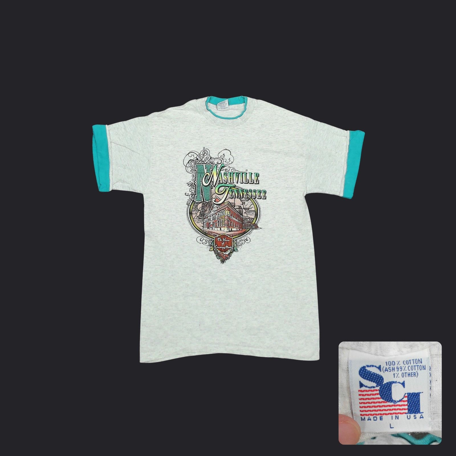 Vintage Vintage 90s Single Stitch Nashville Ringer Tee Size US M / EU 48-50 / 2 - 1 Thumbnail