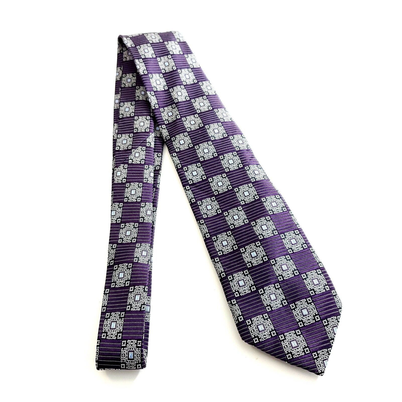 Jos. A. Bank Jos A Bank Signature Purple Gray Geometric Woven Silk Tie Size ONE SIZE - 6 Thumbnail