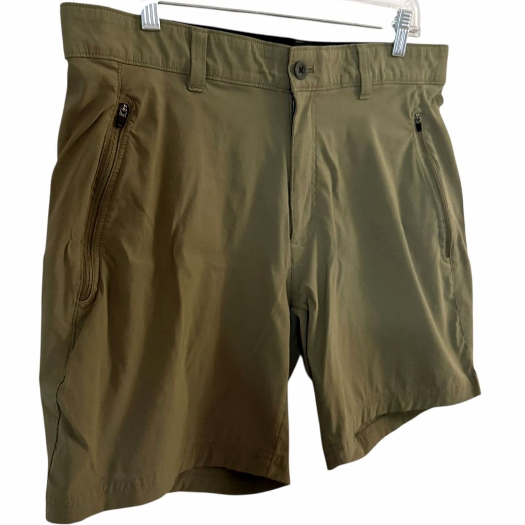 Eddie Bauer Eddie Bauer Horizon Guide Wander Shorts Men's 35 Hiking Outdoors Water-Repellant Green Nylon Spandex Chino Pockets UPF-50 Summer Spring Fall Size US 35 - 3 Thumbnail