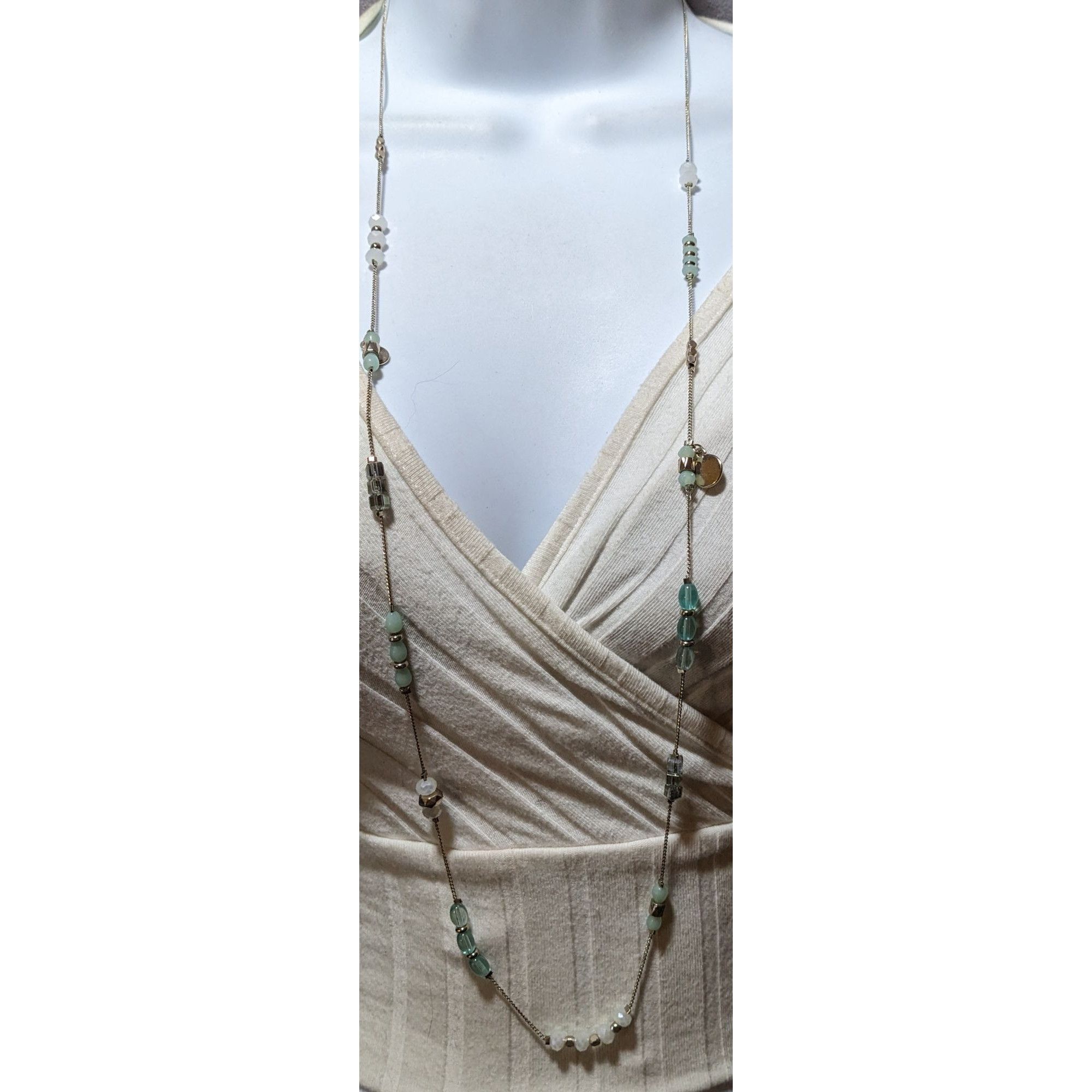 Other Minimalist Blue And Gold Beaded Station Necklace Size ONE SIZE - 6 Thumbnail
