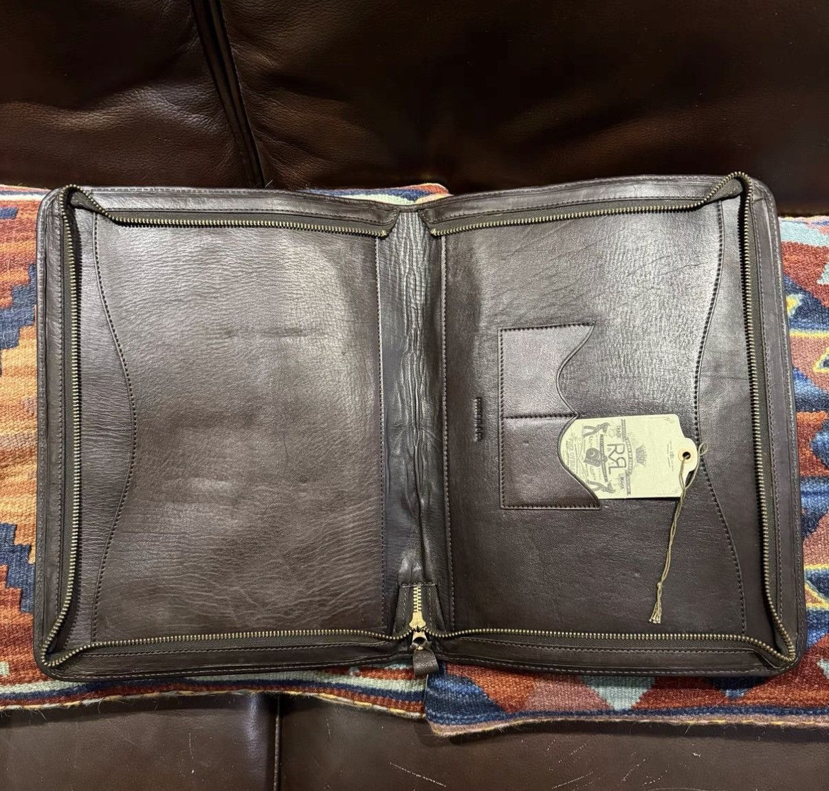 Ralph Lauren Ralph Lauren Double RL RRL Carved Leather Briefcase K22 Size ONE SIZE - 4 Thumbnail