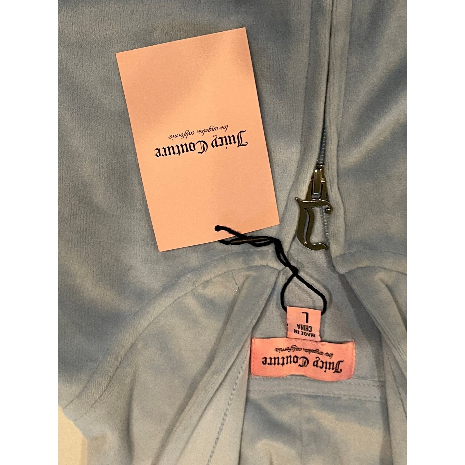Juicy Couture Juicy Couture "Frosted" light blue velour hoodie L NWT Size L / US 10 / IT 46 - 8 Thumbnail