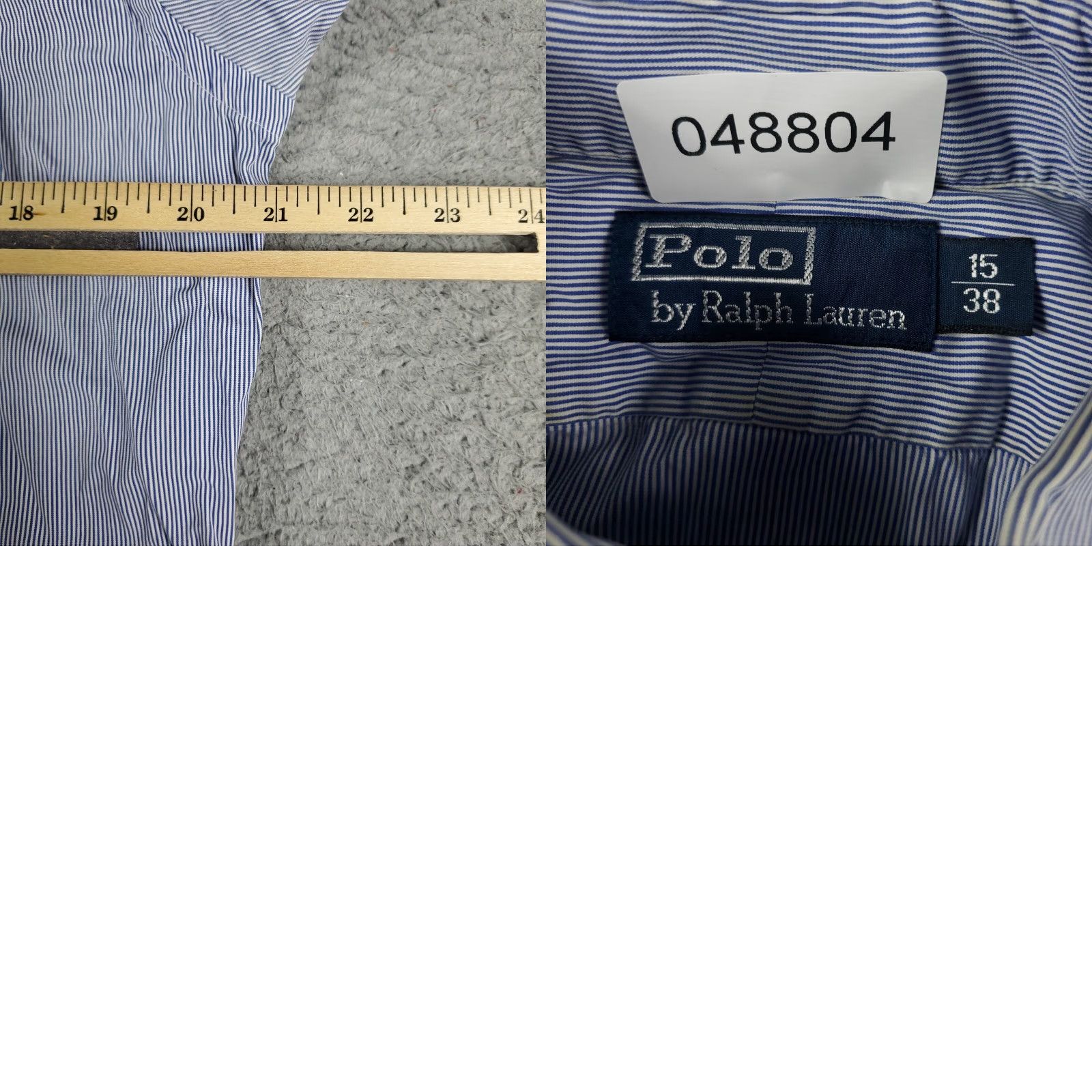 Ralph Lauren Ralph Lauren Shirt Mens 15 Blue Stripe Dress Button Up Long Sleeve Casual Business Regular Cotton 15in Point Collar Barrel Cuff Men’s Size 40R - 8 Thumbnail
