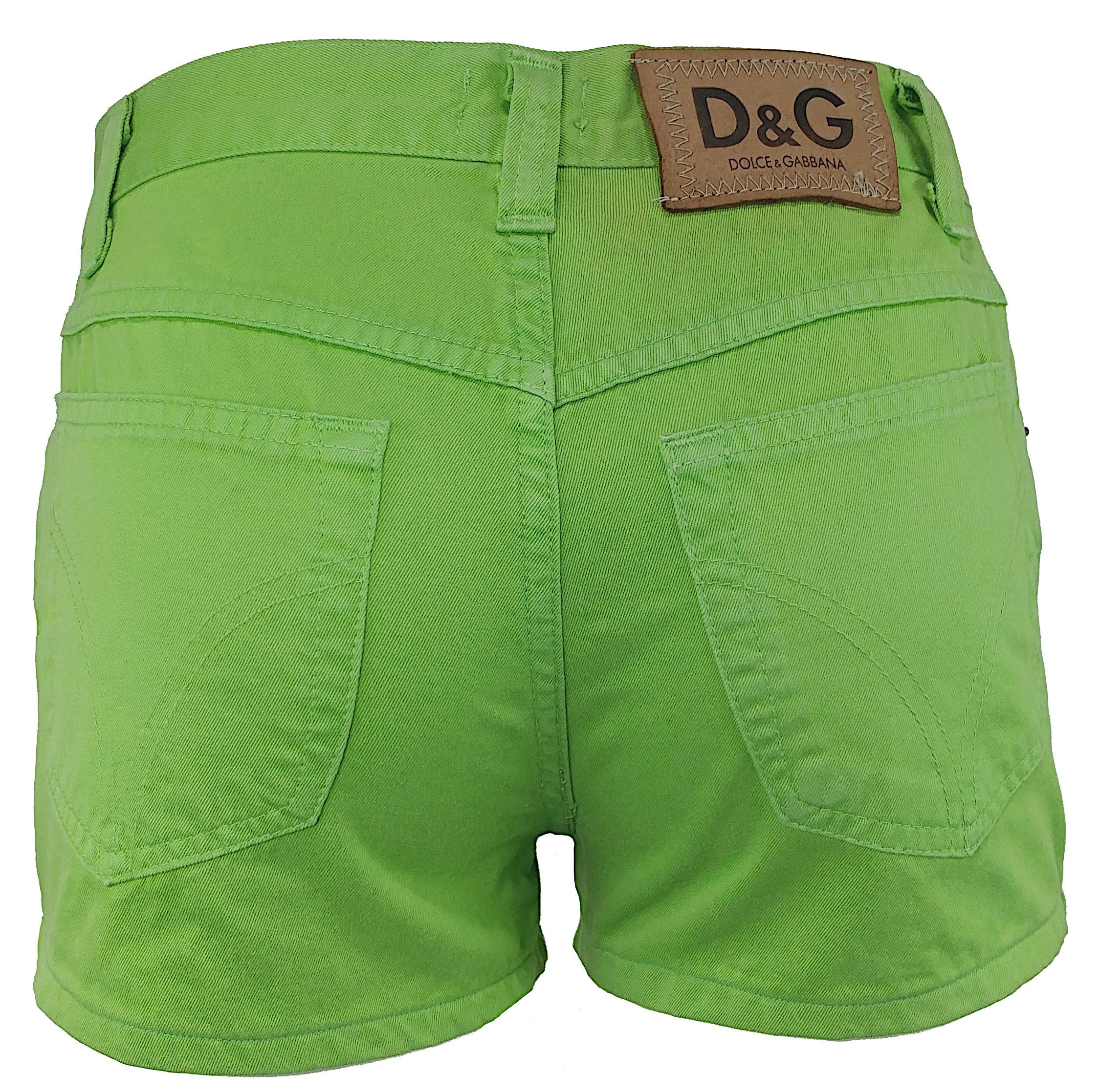 Dolce & Gabbana Archive Lime Green Denim Shorts - Late 90s/Y2K Size 27" / US 4 / IT 40 - 4 Thumbnail