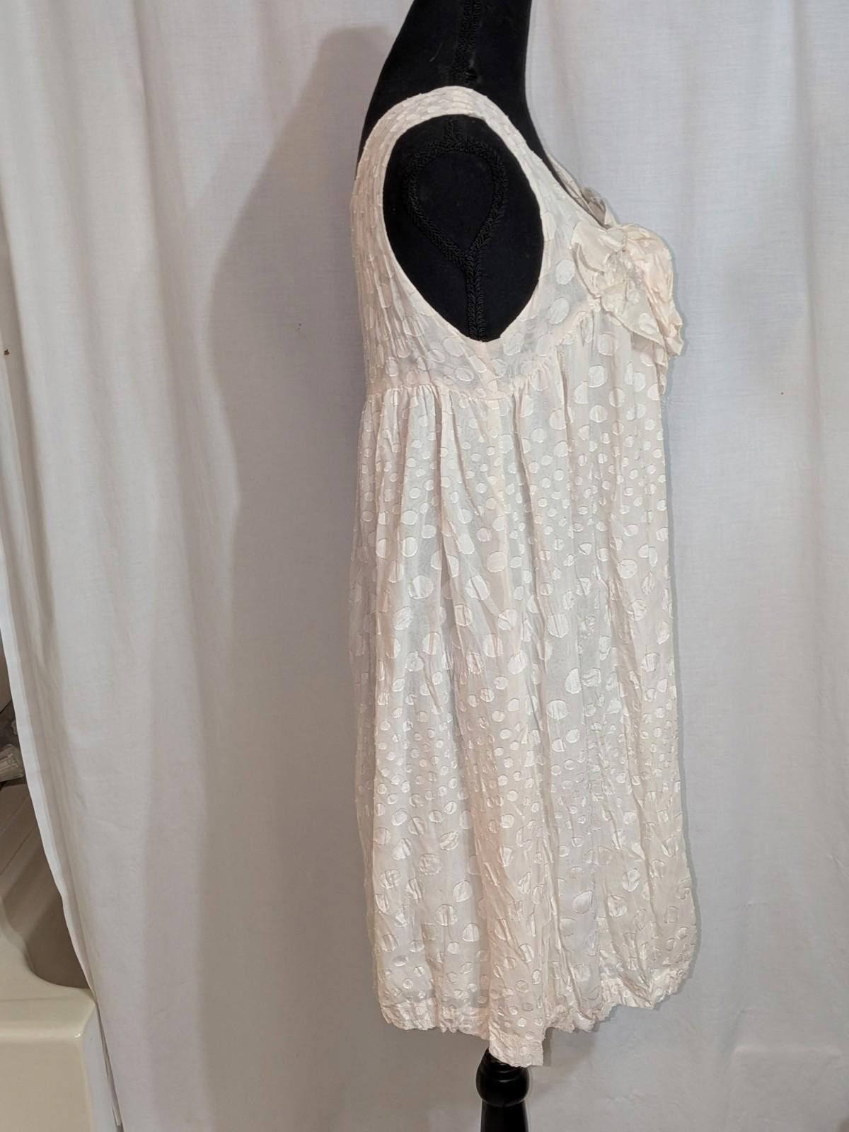 Designer VTG Y2K Xxi White Baby Doll Polka Dot Coquette Dress W/ Bow Size M / US 6-8 / IT 42-44 - 7 Thumbnail