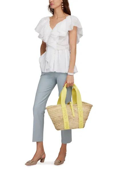 Chloe o1y0825 Short Sleeves Blouse in White Size XS / US 0-2 / IT 36-38 - 5 Thumbnail