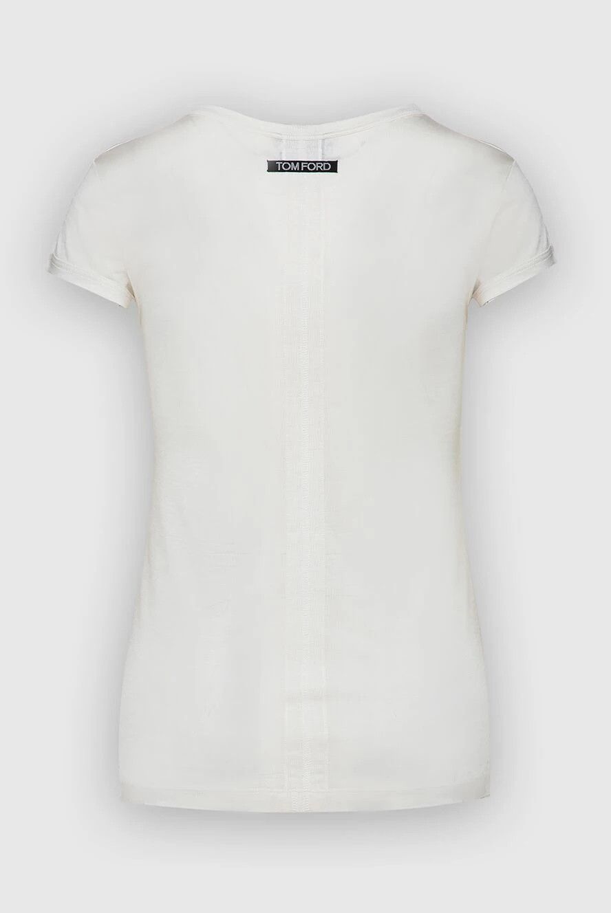 Tom Ford o1y0226 Silk T-Shirt in White/Black Size M / US 6-8 / IT 42-44 - 2 Thumbnail