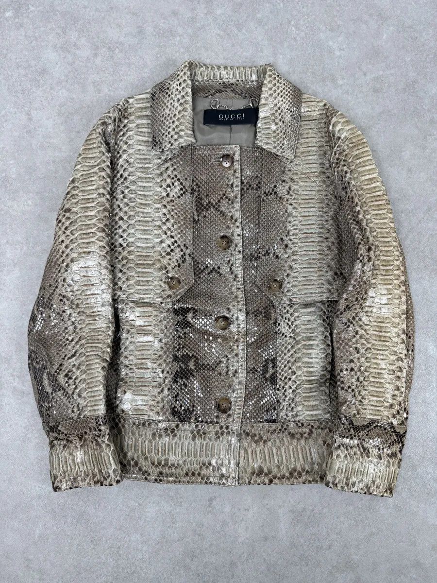 Gucci SS2009 Gucci Beige Python Leather Jacket by Frida Giannini Size S / US 4 / IT 40 - 1 Thumbnail