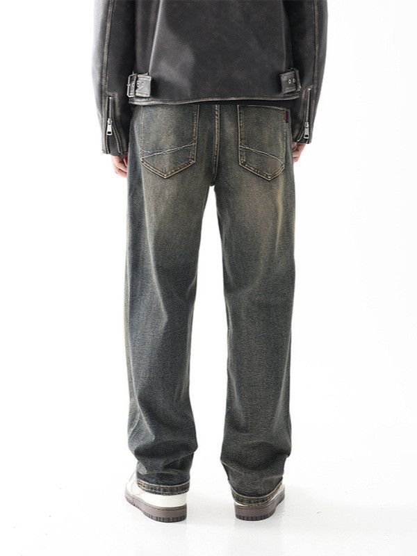 Japanese Brand Men's Japanese retro distressed loose washed straight jeans Size US 32 / EU 48 - 4 Thumbnail