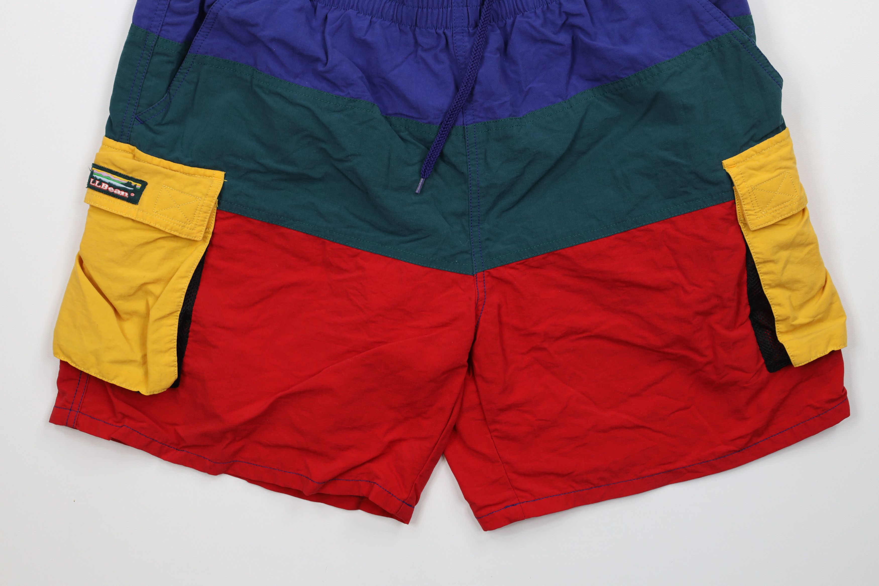 L.L. Bean × Vintage Vintage 90s LL Bean Out Rainbow Striped Lined Cargo Shorts Size US 34 / EU 50 - 4 Thumbnail