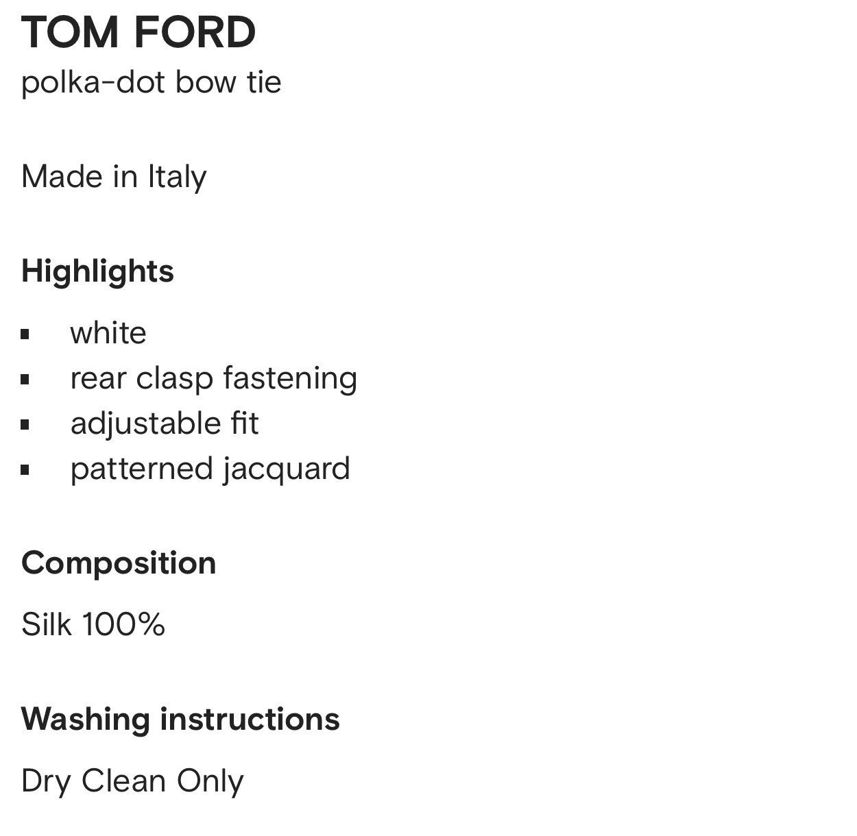 Tom Ford Tom Ford Polka Dot Bow Tie Men's Silk Made In Italy White Size ONE SIZE - 9 Thumbnail