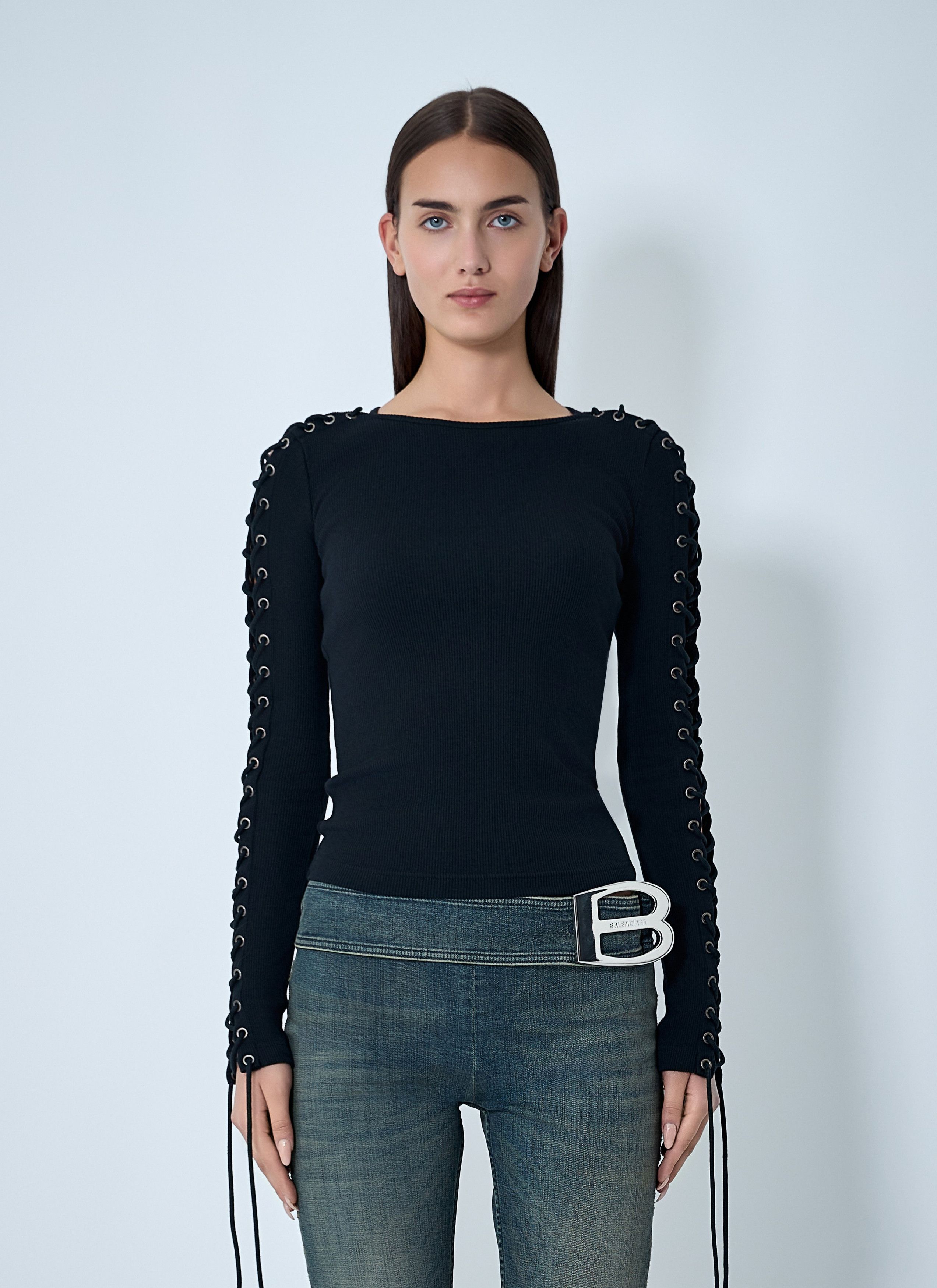 Balenciaga Lace-Up T-Shirt Size S / US 4 / IT 40 - 1 Thumbnail