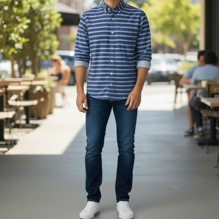 J.Crew J. Crew Lightweight Shirt Men S Slim-Fit Button-Down Striped Size US S / EU 44-46 / 1 - 2 Thumbnail