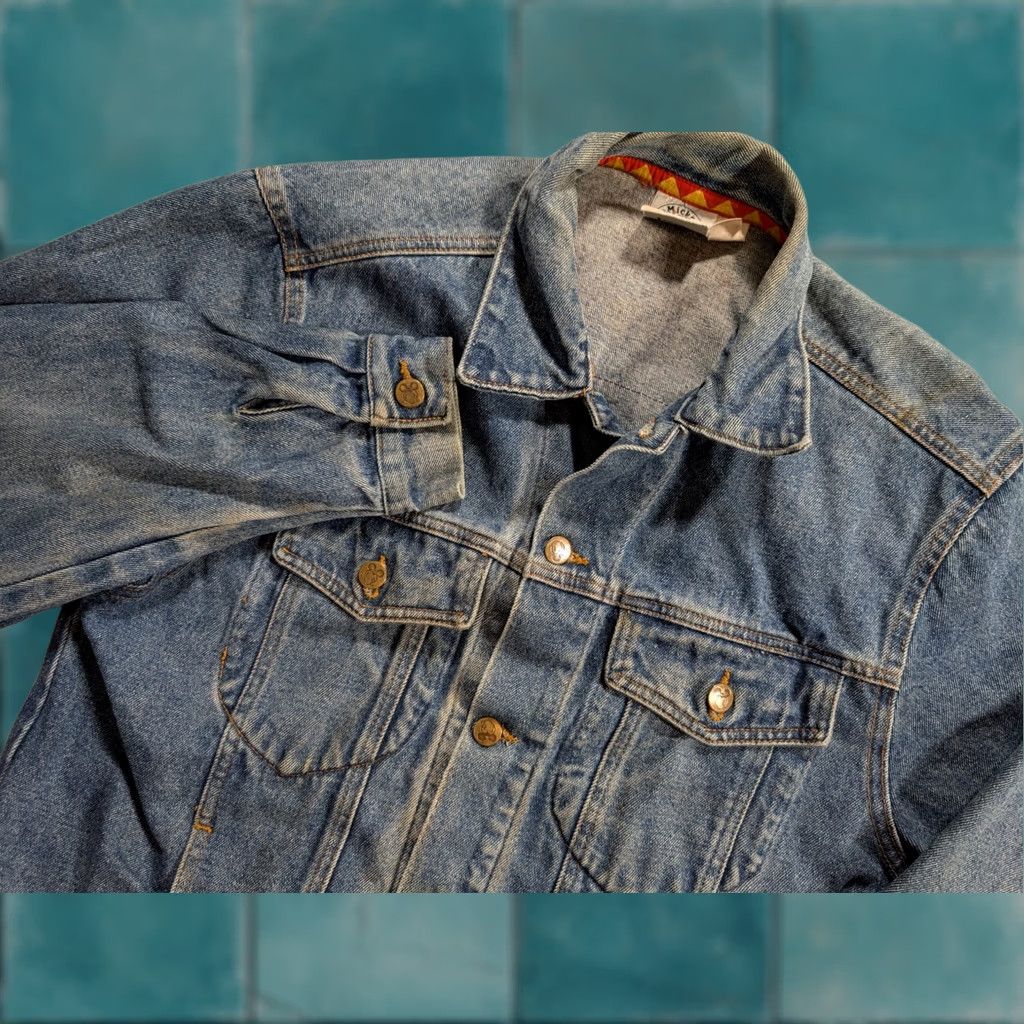 Vintage VINTAGE Mickey BY J.G Hook Men's Jean Jacket One Point Embroidery Sequined L Blue/Red 80s Casual Mens Size US 31 - 1 Thumbnail