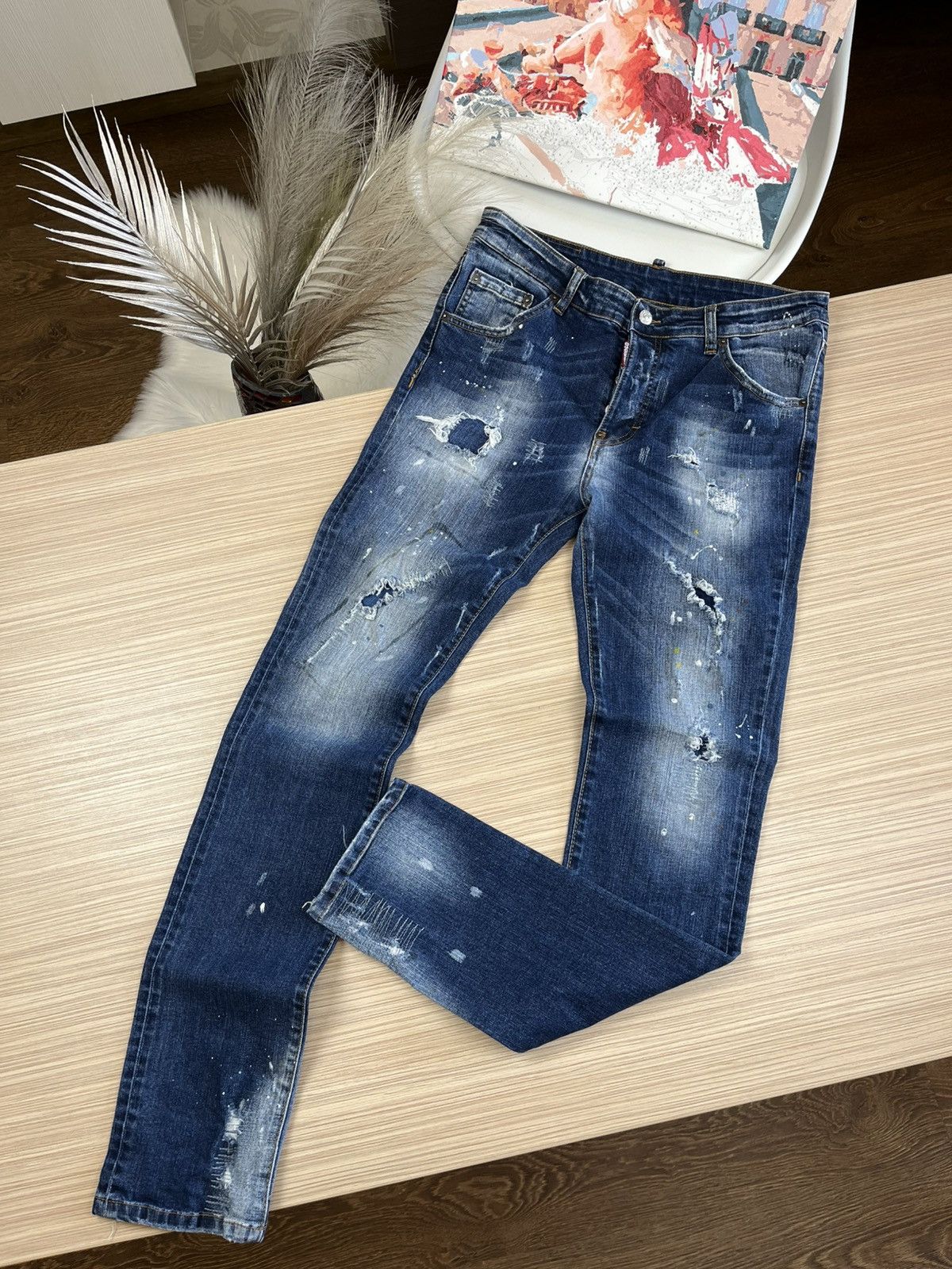 Dsquared2 Dsquared2 Jeans Blue Distressed Denim Slim Fit Jeans Size 46 Size US 30 / EU 46 - 1 Thumbnail