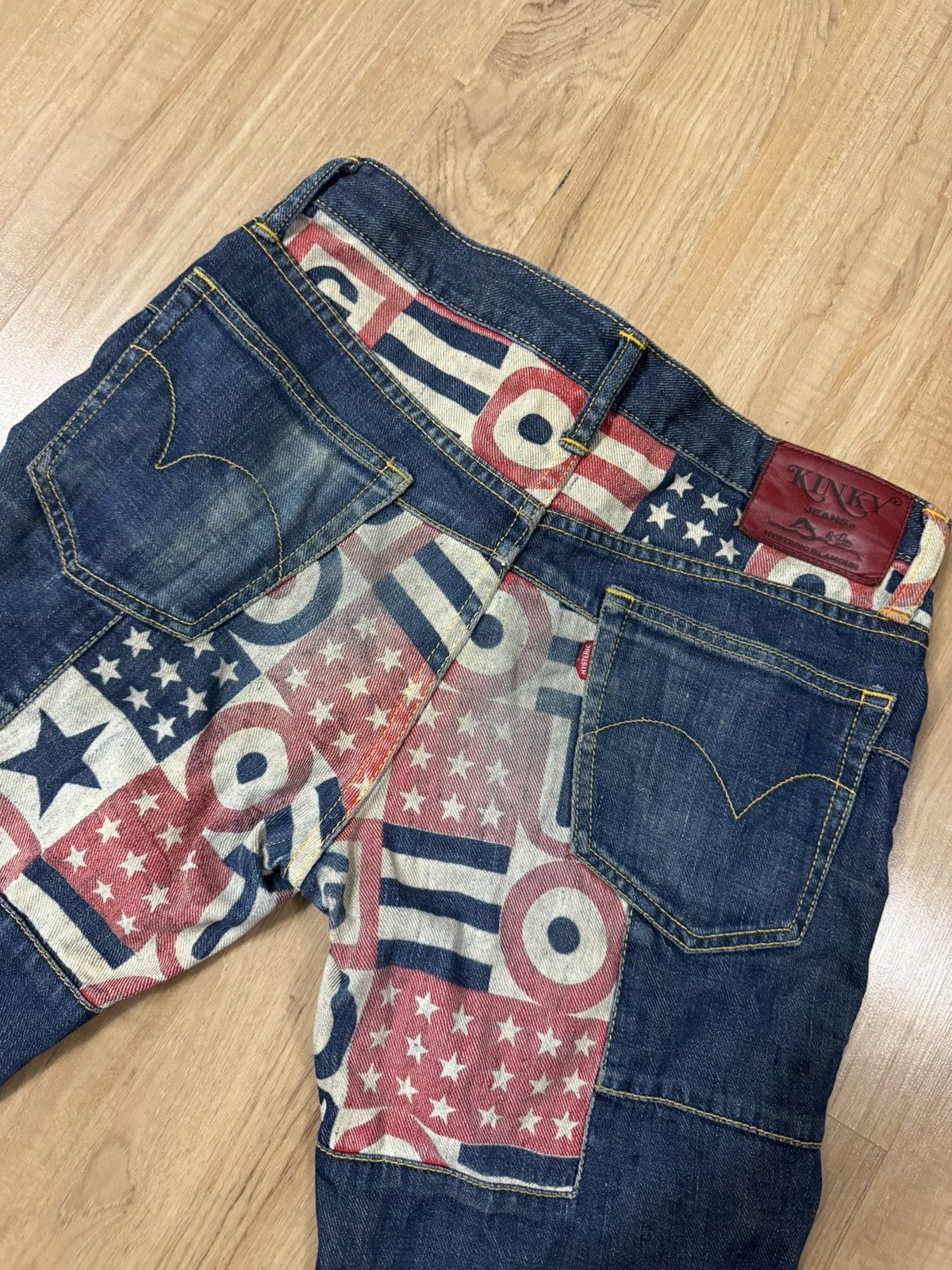 Hysteric Glamour HYSTERIC GLAMOUR PATCHWORKS HAGI US BANNER JEANS Size 29" - 6 Thumbnail