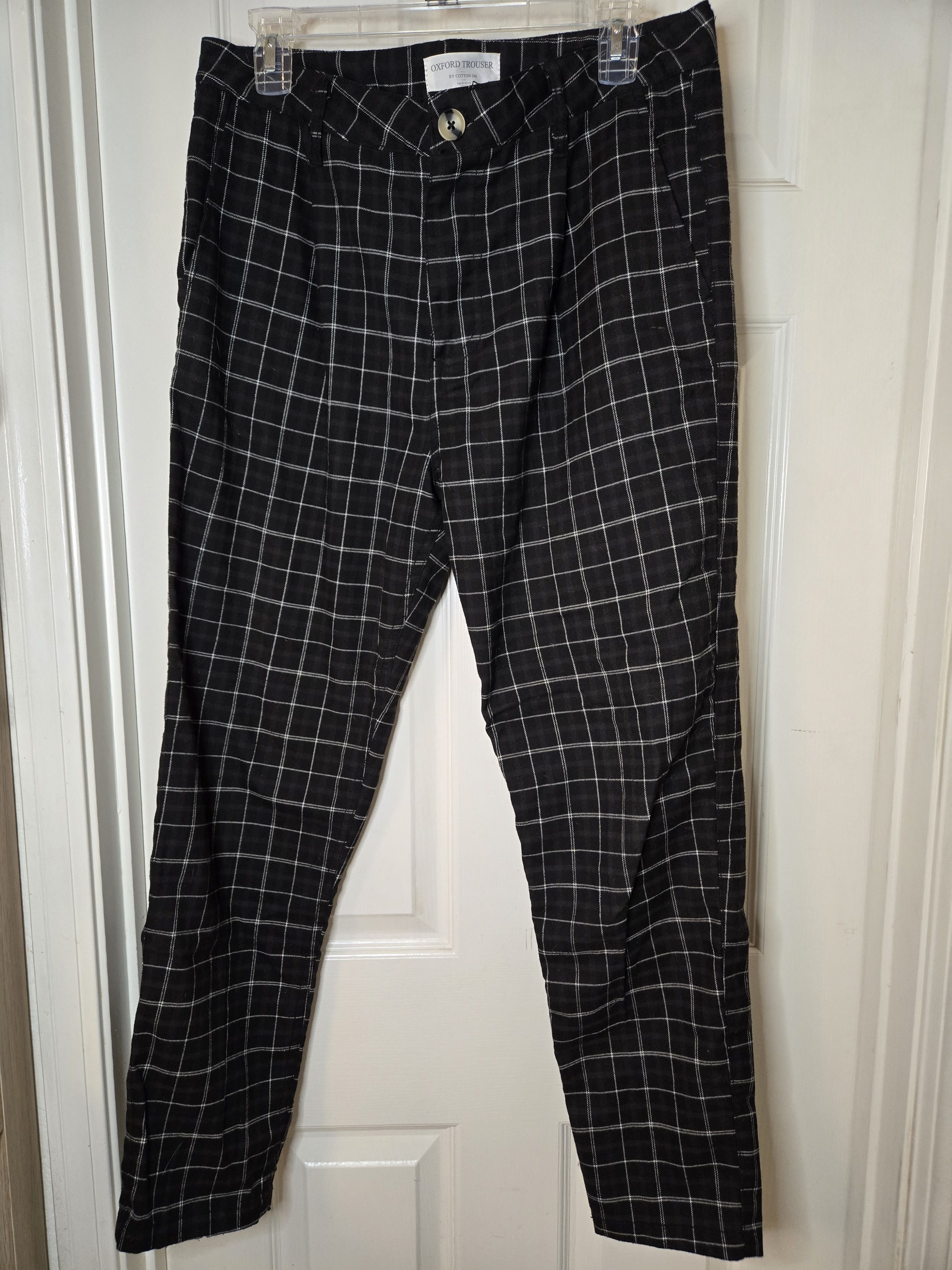 Cotton On Cotton On Oxford Trouser Black Grid Size US 32 / EU 48 - 1 Thumbnail