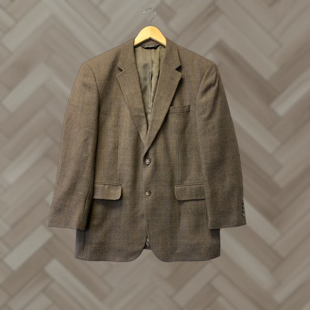 Jos. A. Bank Jos. A. Bank Blazer Sport Coat Mens Two-Button Plaid Wool 41R Dark Moss Brown Regular Jacket Coat Size 42R - 1 Thumbnail
