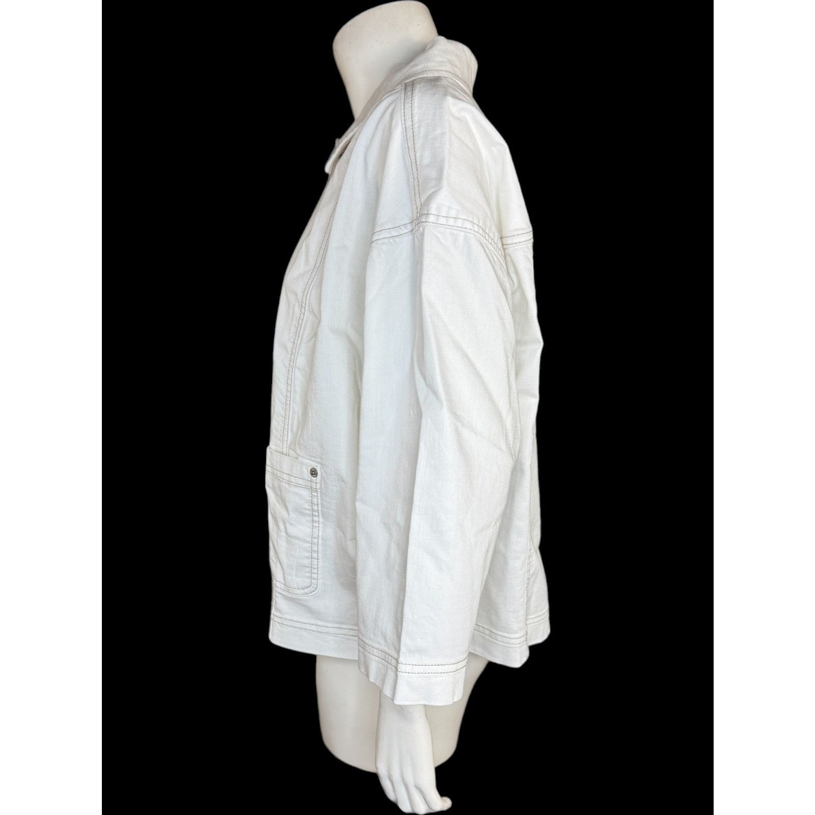 Other LOGO by Lori Goldstein 3/4 Sleeve Denim Jacket White 14 Size XL / US 12-14 / IT 48-50 - 5 Thumbnail