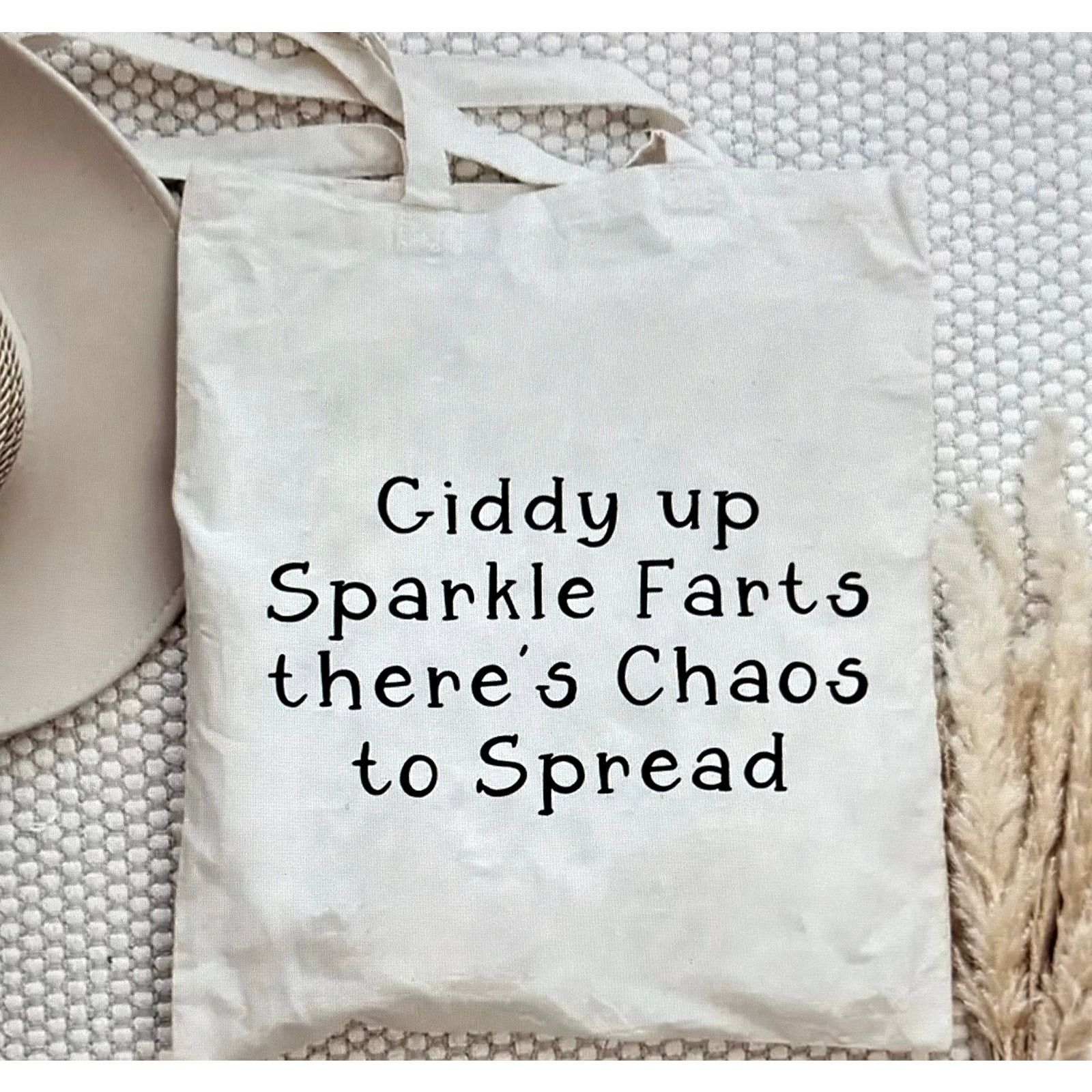 Other Tote Bag Funny Gift Shoulder Canvas Giddy Up Sparkle Farts Size ONE SIZE - 4 Thumbnail