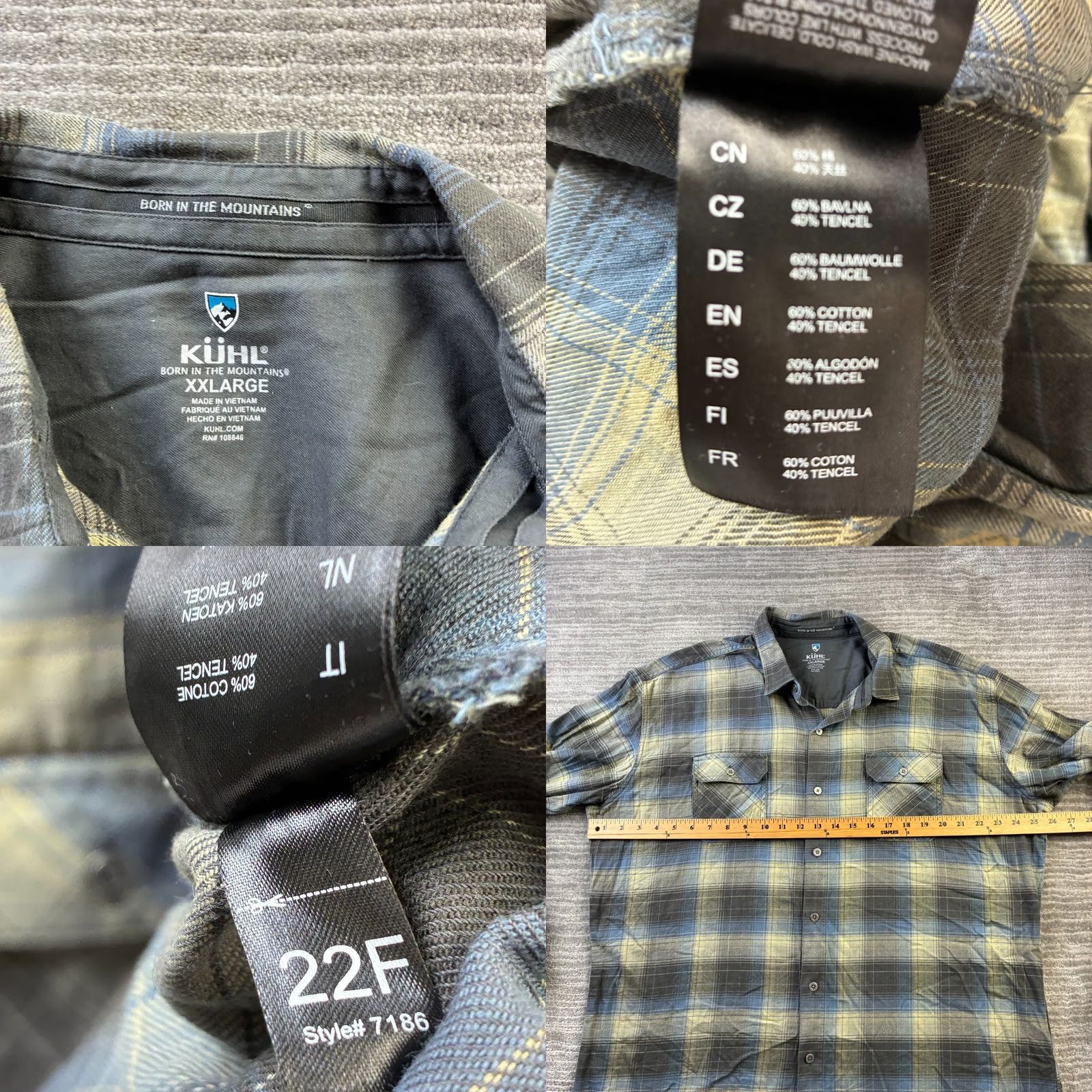 Vintage Kuhl Shirt Mens 2XL Green Plaid Dillingr Flannel Button-Up Long Sleeve Outdoor Casual Travel Workwear with Pockets Size US XXL / EU 58 / 5 - 8 Thumbnail