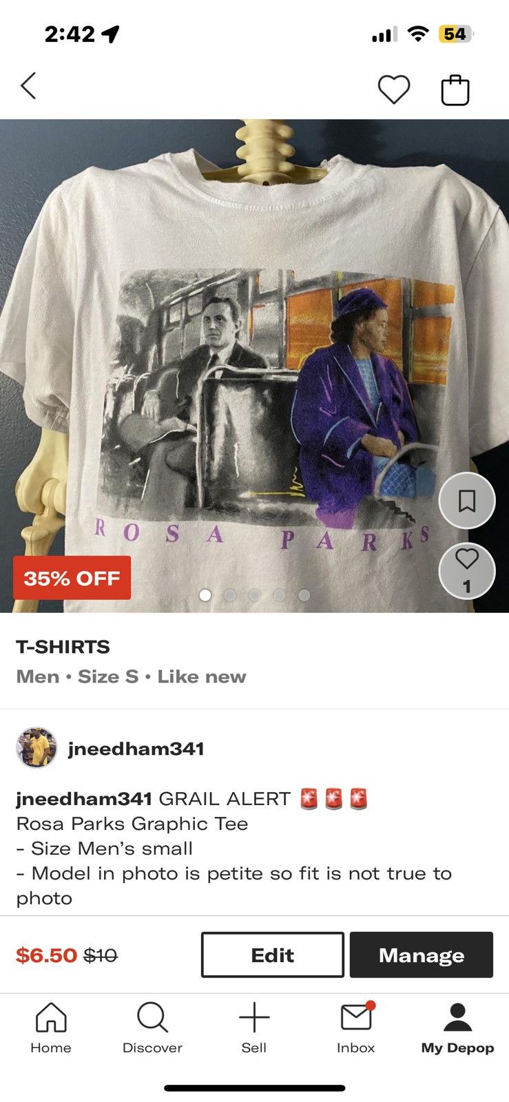 Other GRAIL ALERT 🚨🚨🚨Rosa Parks Graphic Tee Size US S / EU 44-46 / 1 - 6 Thumbnail