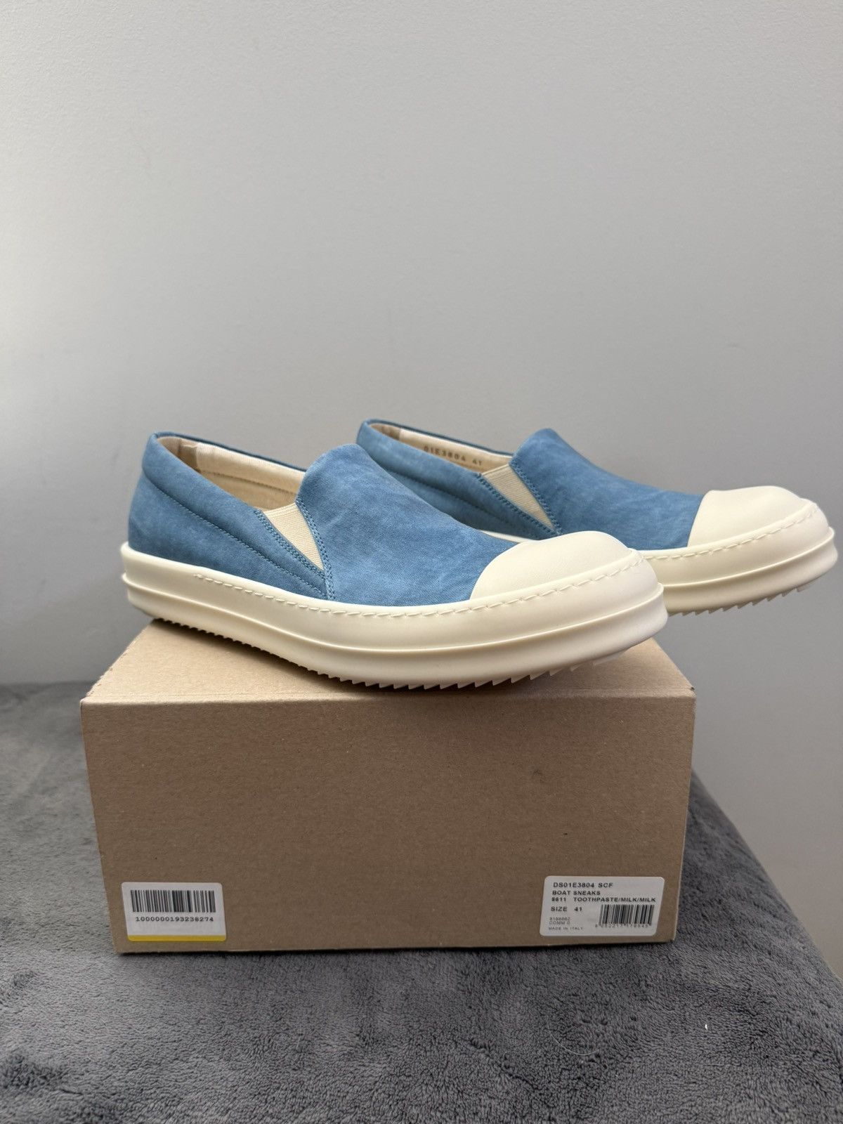Rick Owens [SAMPLE] SS25 Boat Sneaks Toothpaste Foil Denim Size US 8 / EU 41 - 1 Thumbnail