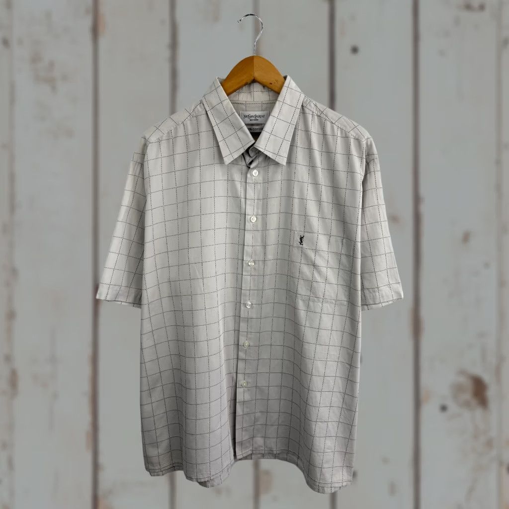 Yves Saint Laurent VINTAGE Yves Saint Laurent YSL Shirt 2XL Grey 90s Cotton Logo Short Sleeve Men's T-Shirt, 90s, Vintage, Gray, 2XL, Mens Size US XXL / EU 58 / 5 - 1 Thumbnail
