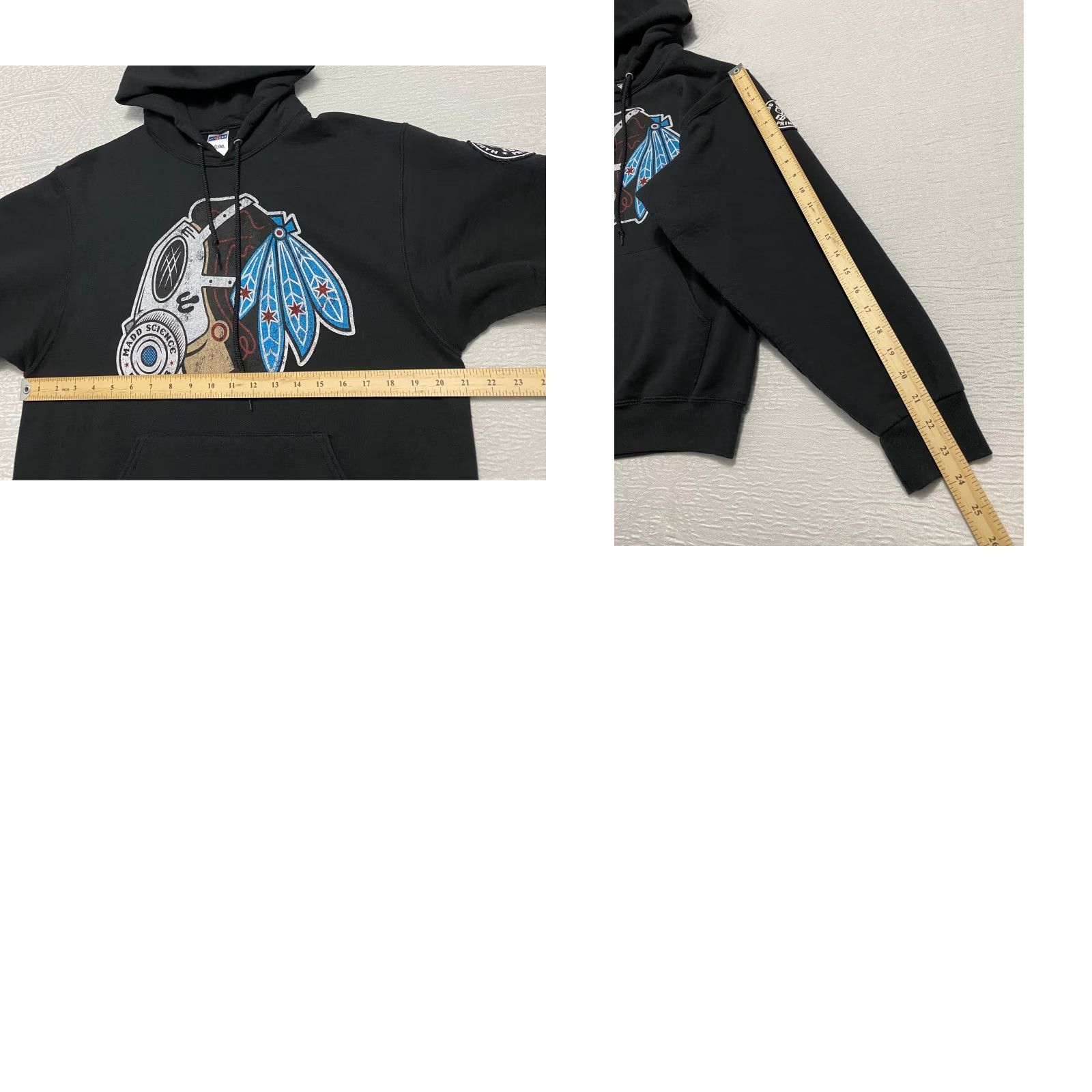 Jerzees Madd Science Print Lab Graphic Hoodie Black Gas Mask Feather Logo Jerzees Mens M Size US M / EU 48-50 / 2 - 8 Thumbnail