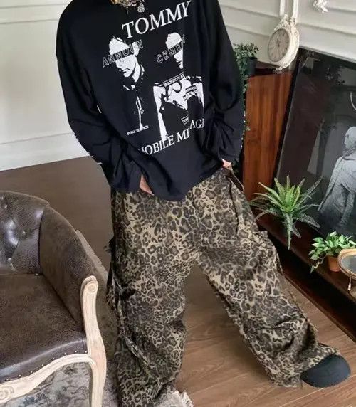 Japanese Brand × Vintage Leopard print paratrooper pleated cargo wide-leg pants Size US 34 / EU 50 - 4 Thumbnail