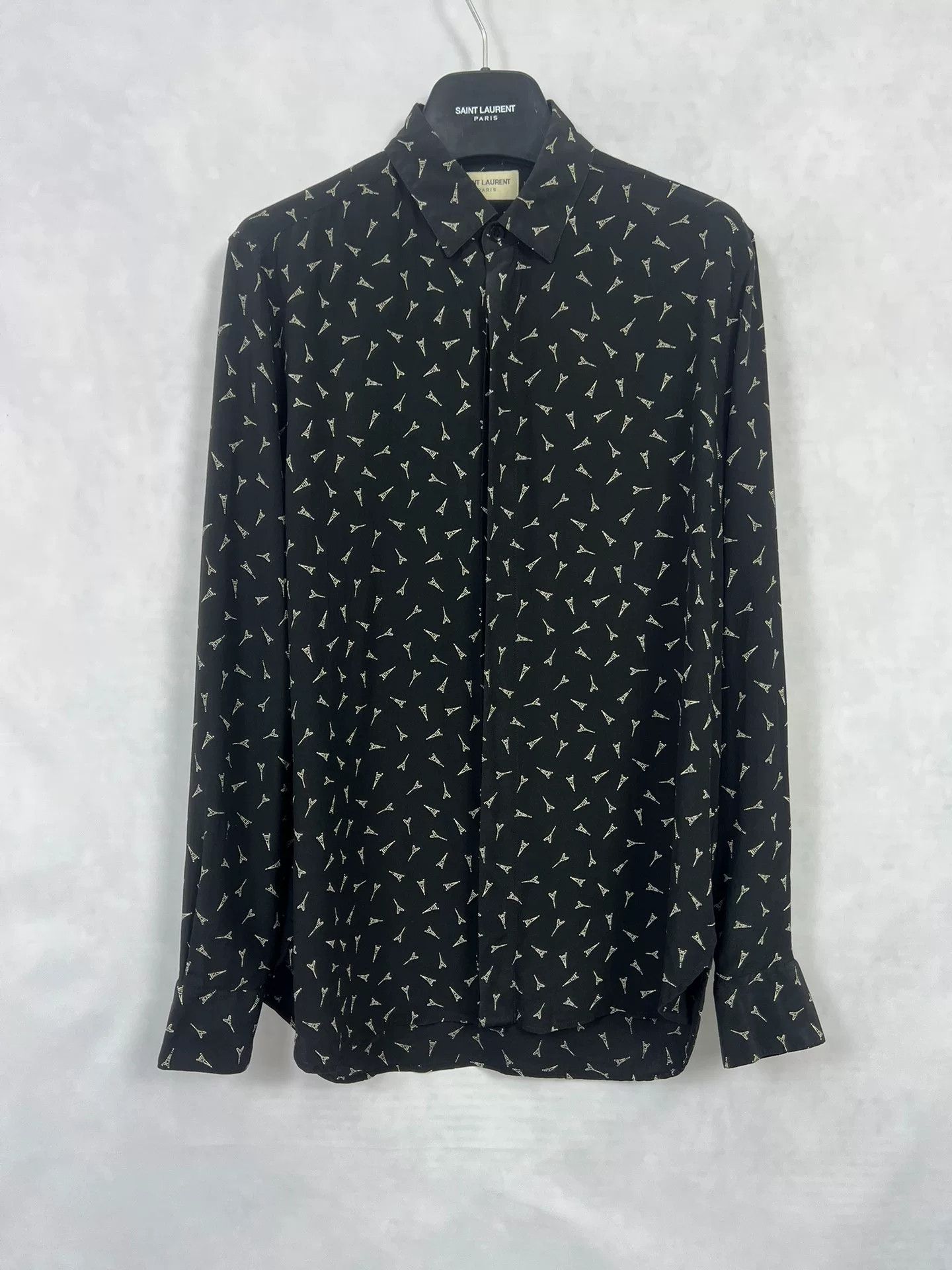 Saint Laurent Paris Saint Laurent Eiffel Tower Printed Shirt Size S / US 4 / IT 40 - 1 Thumbnail
