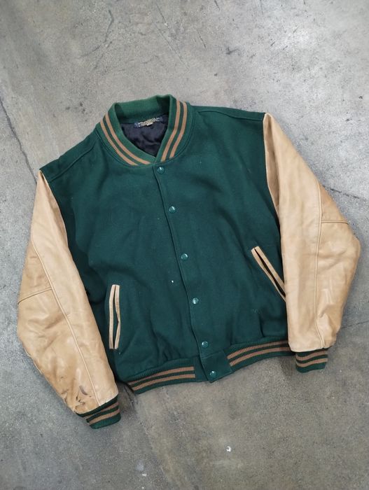 Vintage Vintage Brooks Brothers Leather Varsity Jacket Grailed