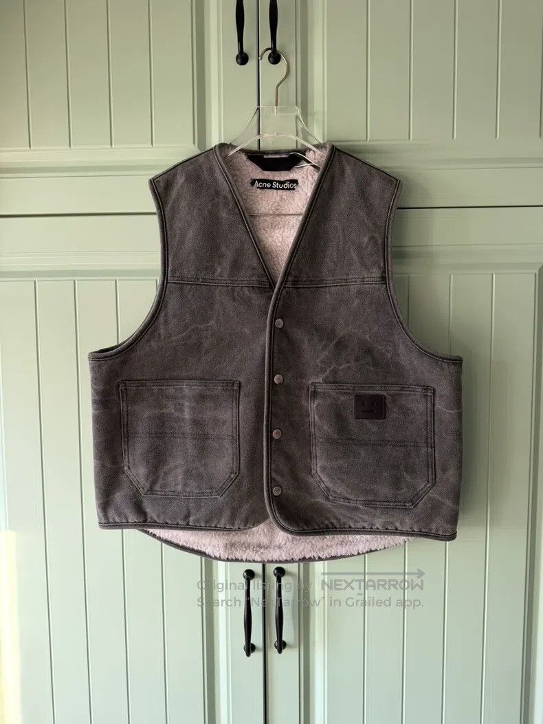 Acne Studios Acne Studios Grey Cotton Sleeveless Vest with Sheepskin Li Size US S / EU 44-46 / 1 - 1 Thumbnail