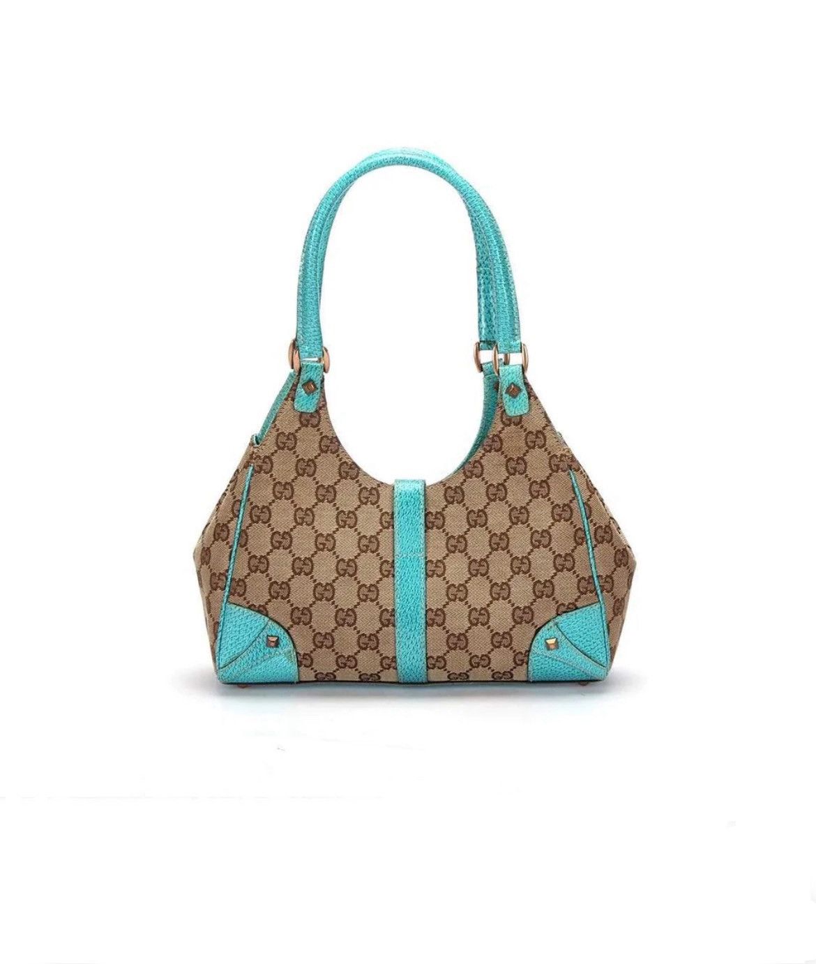Gucci Gucci Beige/Turquoise GG Canvas and Leather Jackie O Hobo Size ONE SIZE - 3 Thumbnail