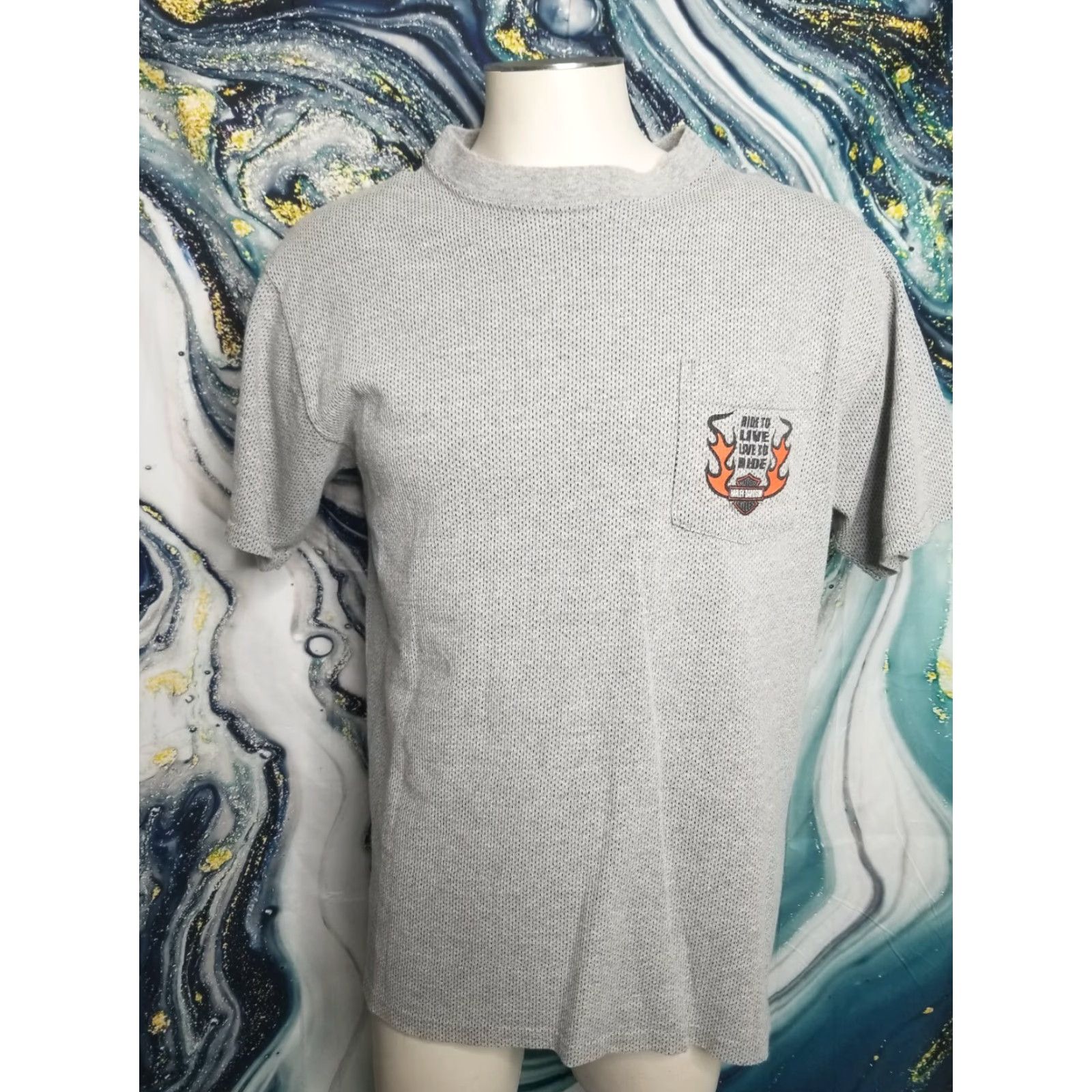 Harley Davidson VINTAGE Harley-Davidson T-Shirt Mens L Gray Pocket Holoubek 2000s Amarillo Texas Collection Patriotics Size US L / EU 52-54 / 3 - 2 Thumbnail