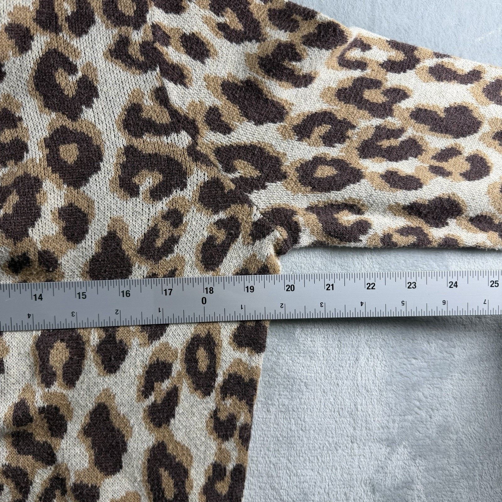 Other A New Day Cotton Blend Leopard Crewneck Sweater Relaxed Tan Size XS / US 0-2 / IT 36-38 - 5 Thumbnail