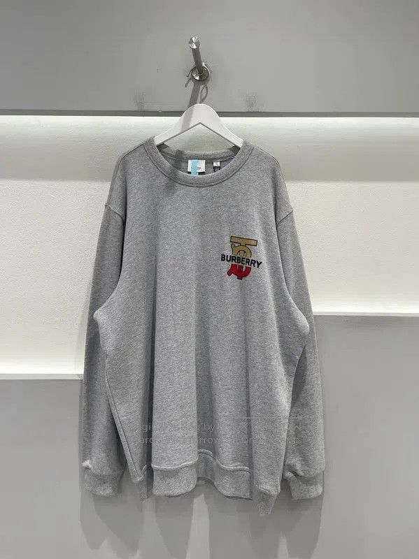 Burberry Burberry Gray Cotton Logo Long Sleeve Sweatshirt. Size US XL / EU 56 / 4 - 1 Thumbnail