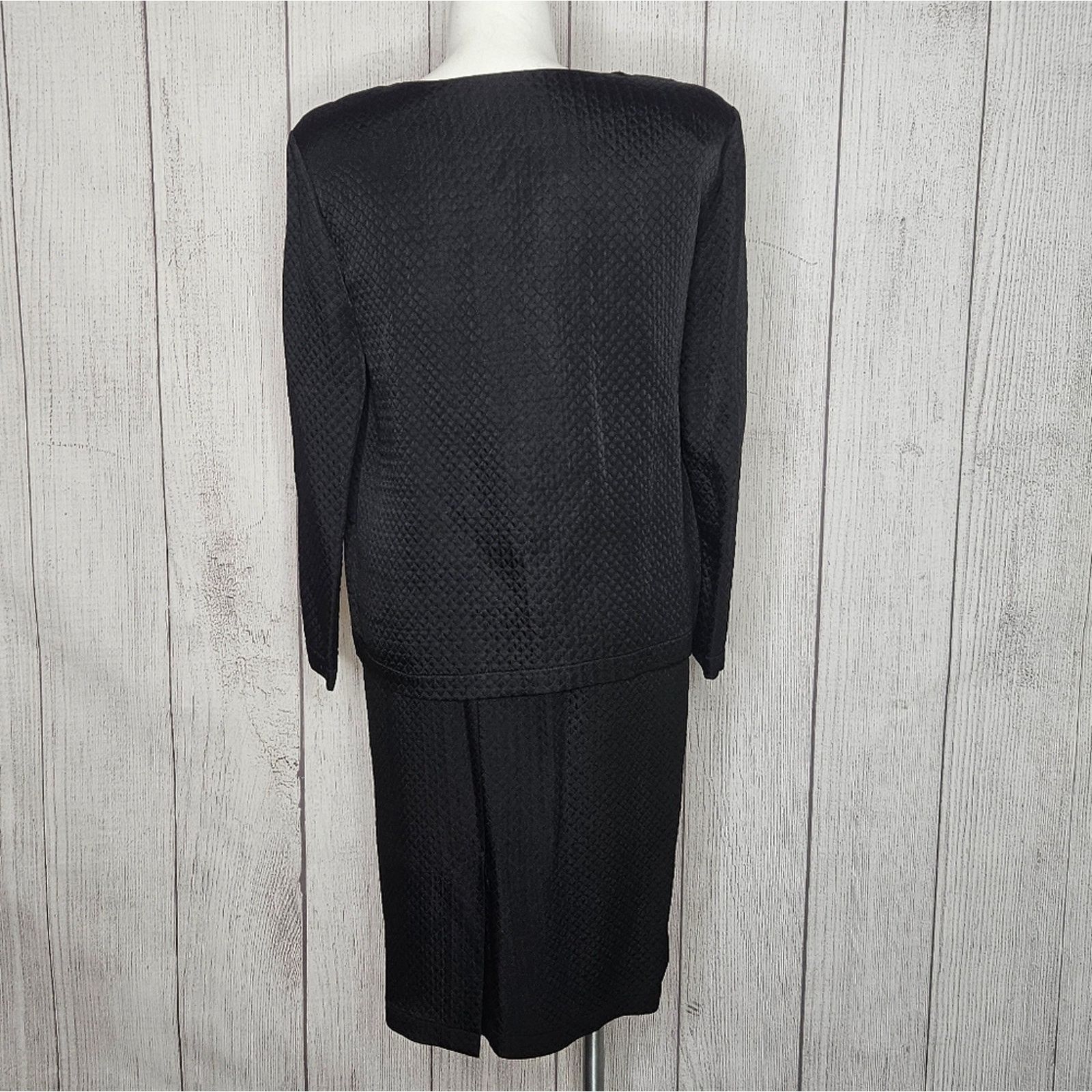 Vintage Vintage 80s Hino & Malee Black Quilted Wool Blend Skirt Set Size M / US 6-8 / IT 42-44 - 5 Thumbnail
