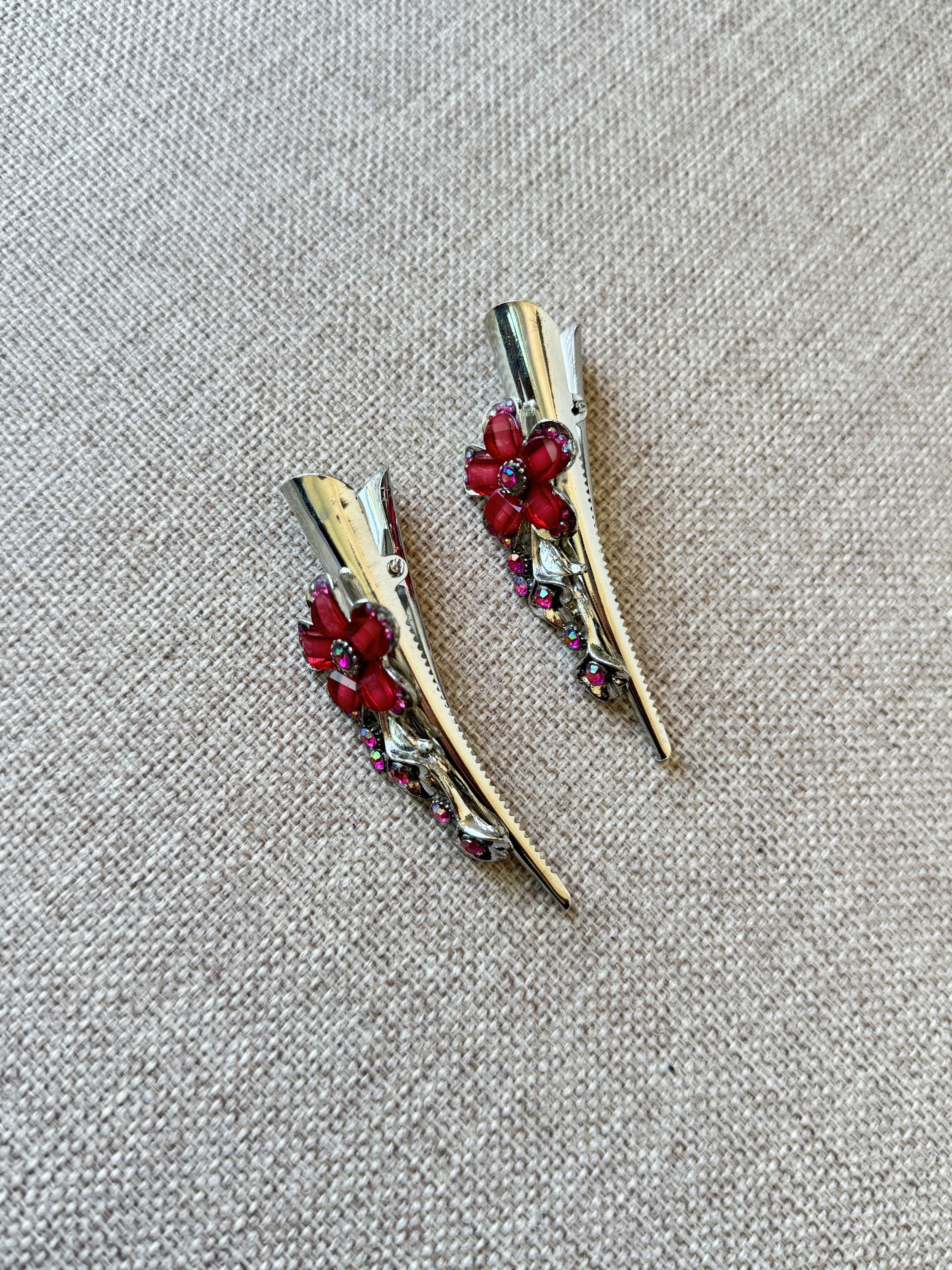 Other Pink Rhinestone Flower Hair Clip Set Size ONE SIZE - 2 Thumbnail