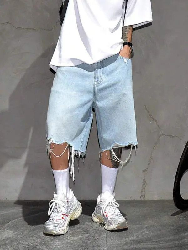 Jean Koyama x Rina Korean style ripped light jeans shorts jorts Size US 30 / EU 46 - 5 Thumbnail