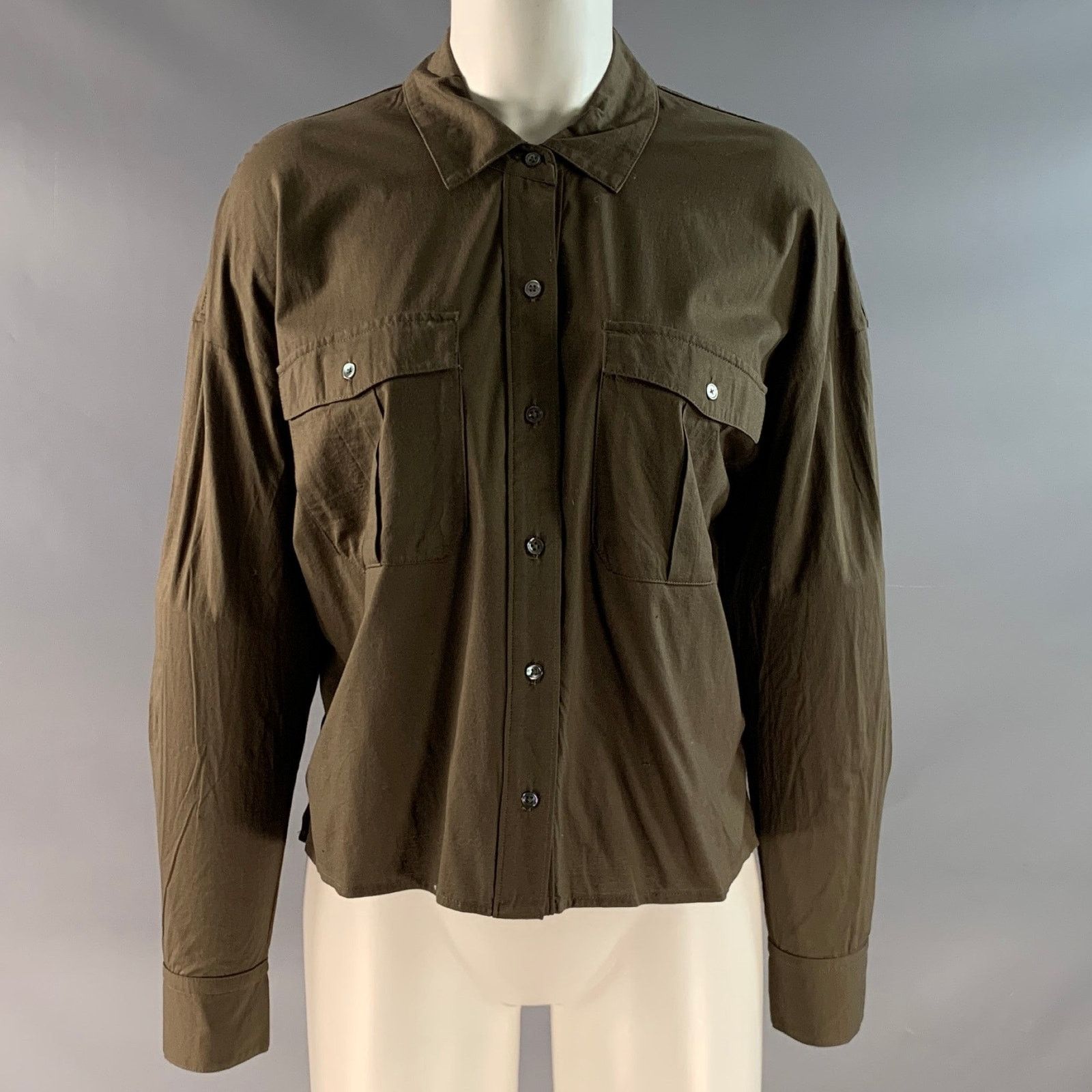 James Perse JAMES PERSE S Green Cotton Two Pockets Long Sleeve Shirt Size S / US 4 / IT 40 - 1 Thumbnail