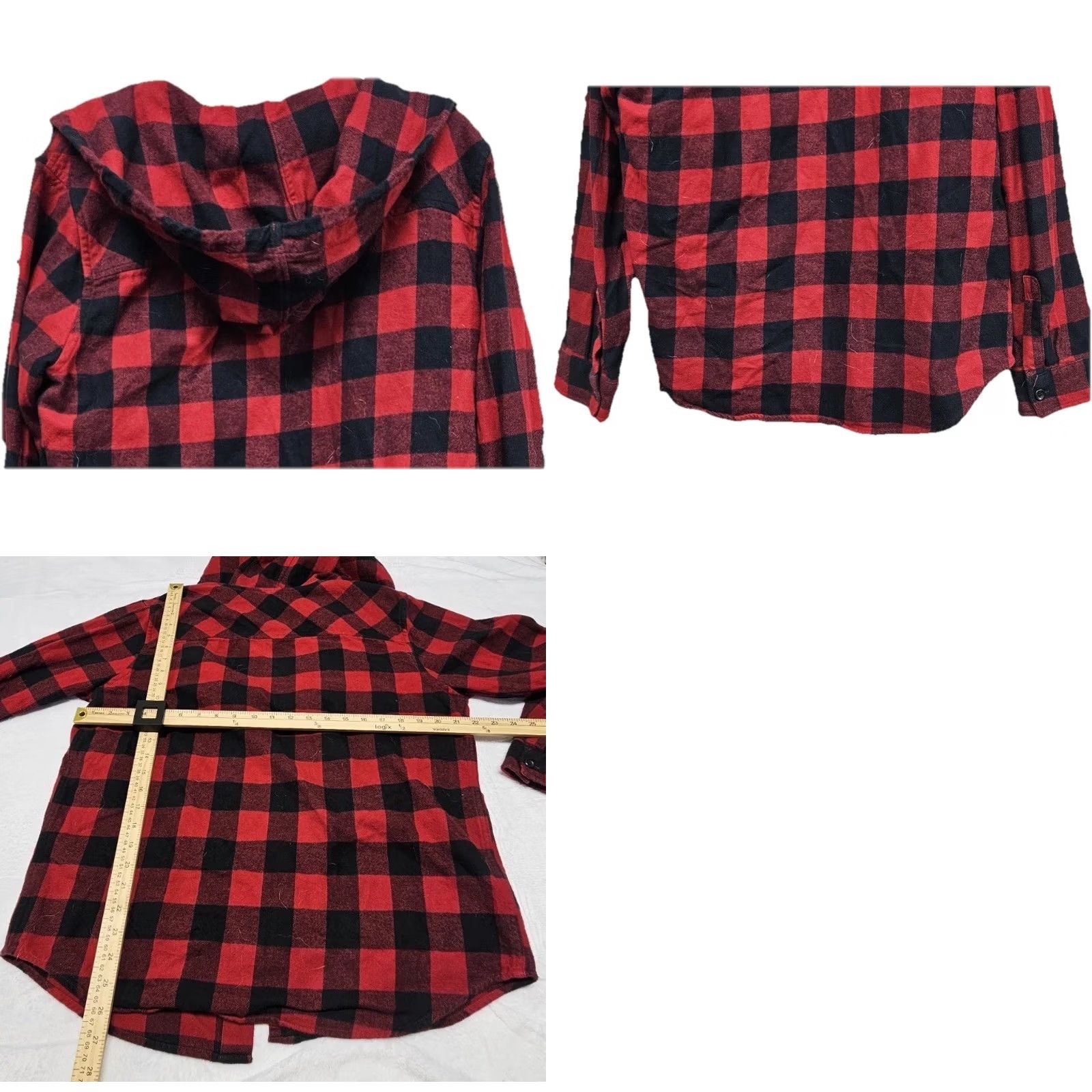 Vintage Original Use Flannel Shirt Jacket Hooded Red Buffalo Plaid Mens Medium M Size US M / EU 48-50 / 2 - 8 Thumbnail
