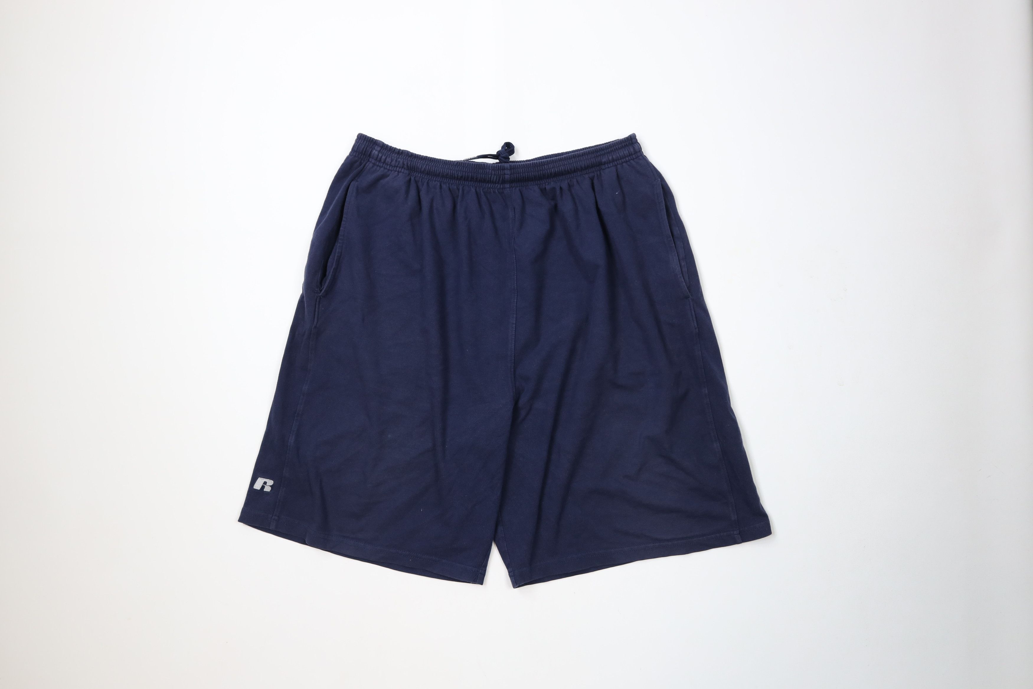Russell Athletic × Vintage Vintage 90s Russell Athletic Above Knee Shorts Navy Blue Size US 34 / EU 50 - 1 Thumbnail
