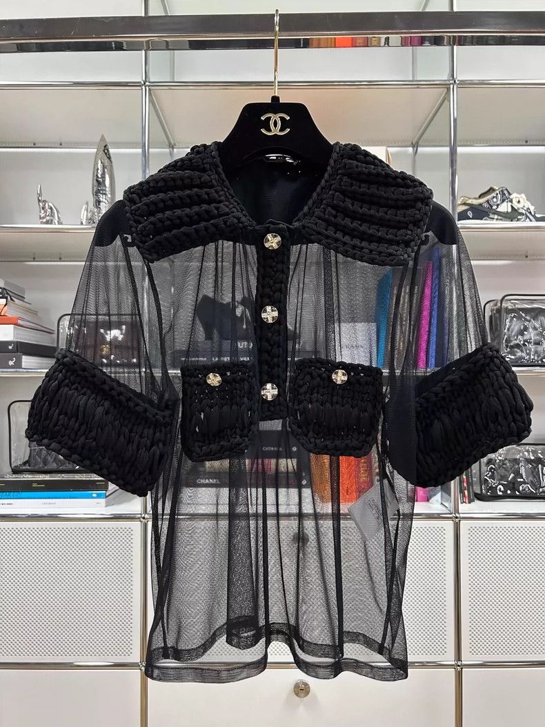 Chanel Chanel Black Knit Overlay Sheer Top- DMC Size US M / EU 48-50 / 2 - 1 Thumbnail