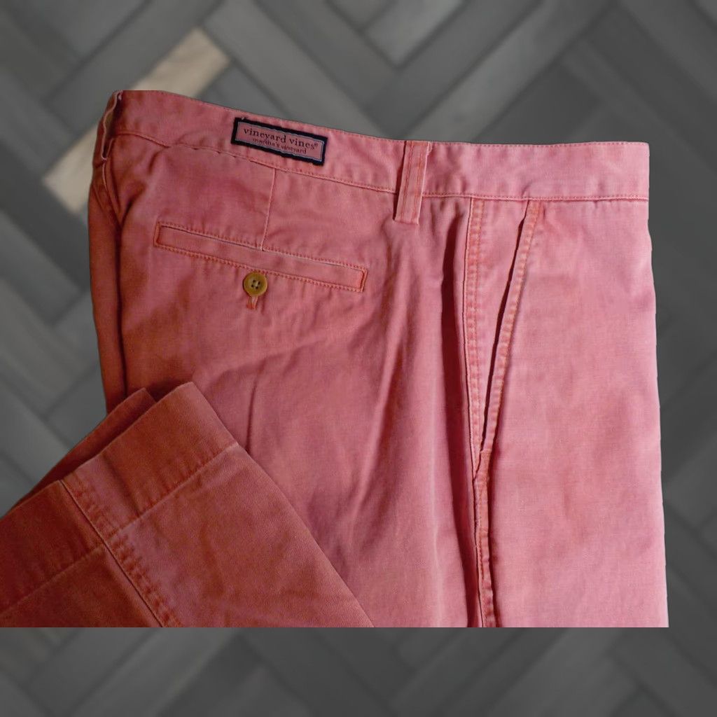 Vineyard Vines VINEYARD VINES Island Pant Chino 100% Cotton Pink 35x29 Mens Flat Front Pant Regular Women? (No) Size US 35 - 1 Thumbnail