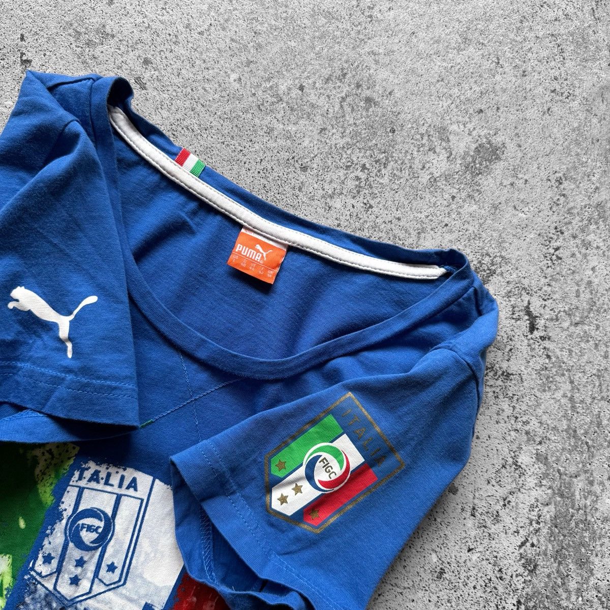 Puma Puma Italy Womens Blue Graphic Print Short Sleeve T-Shirt Size L / US 10 / IT 46 - 3 Thumbnail